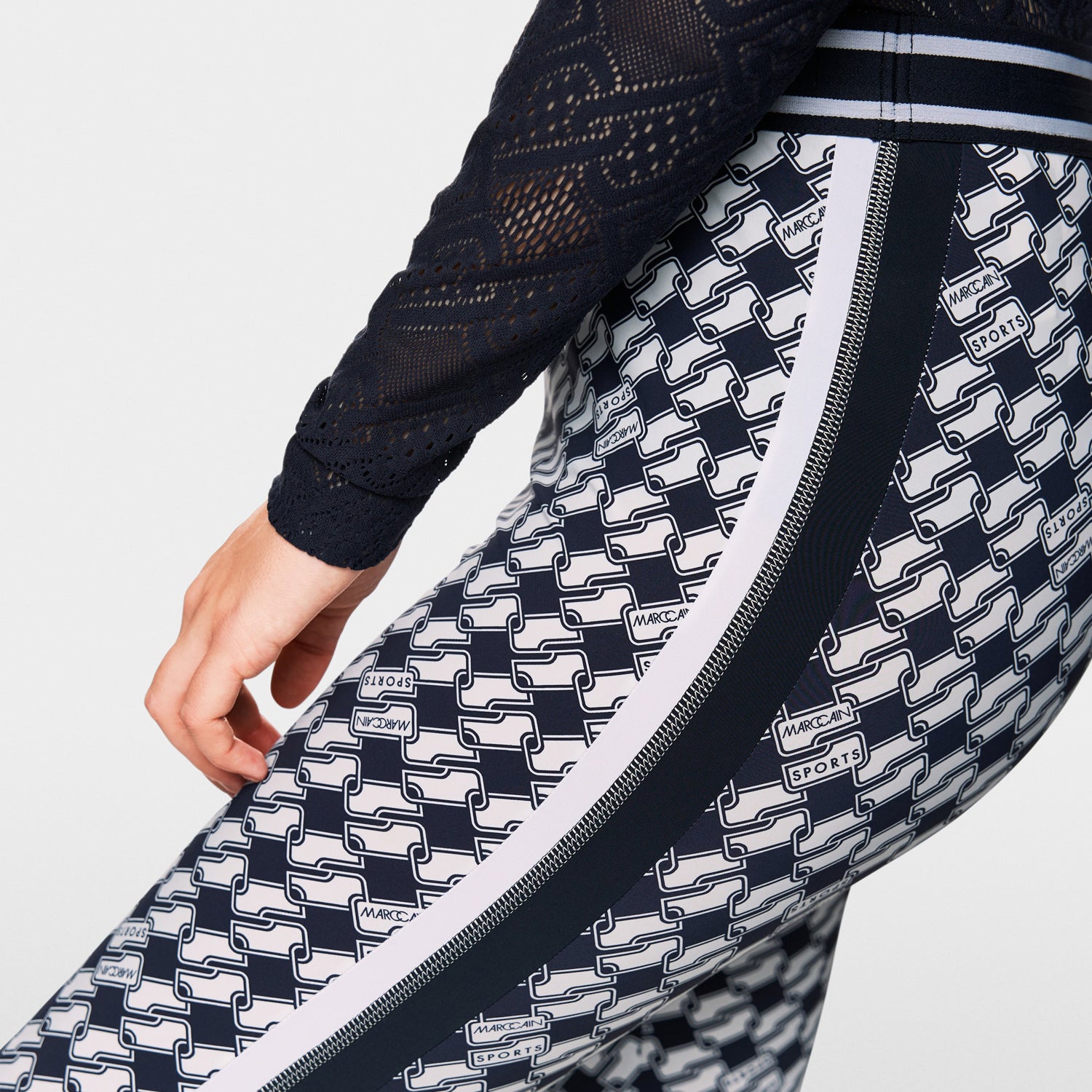 Printed Link Leggings - Navy