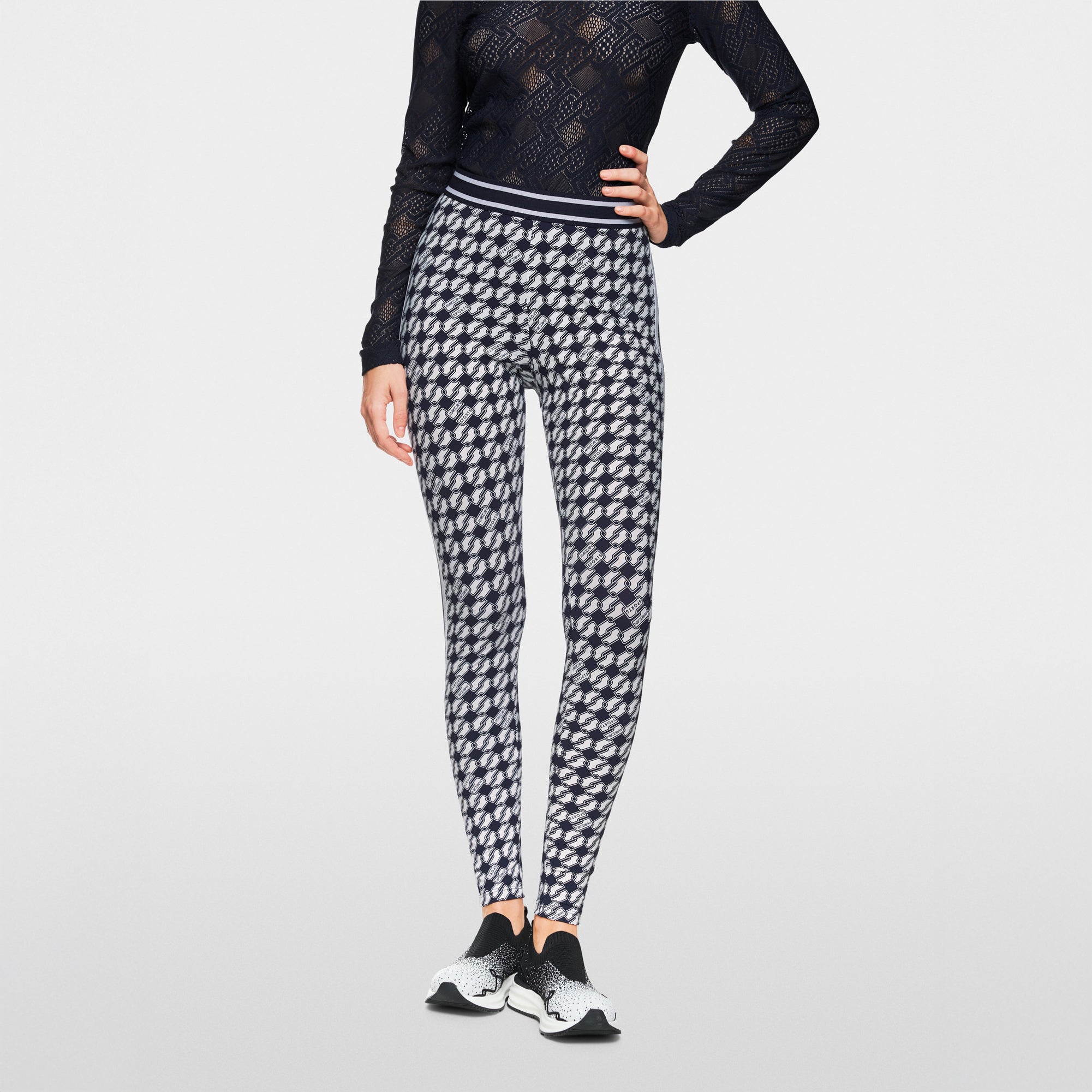 Printed Link Leggings - Navy