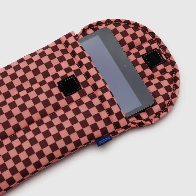 Puffy Tablet Sleeve 8" - Pink Brown Check