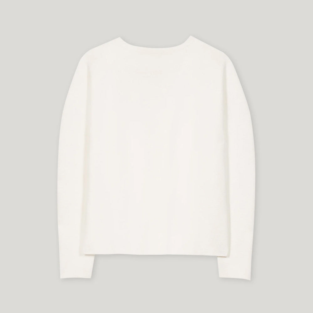 Purl Knit V-Neck Top - Off White