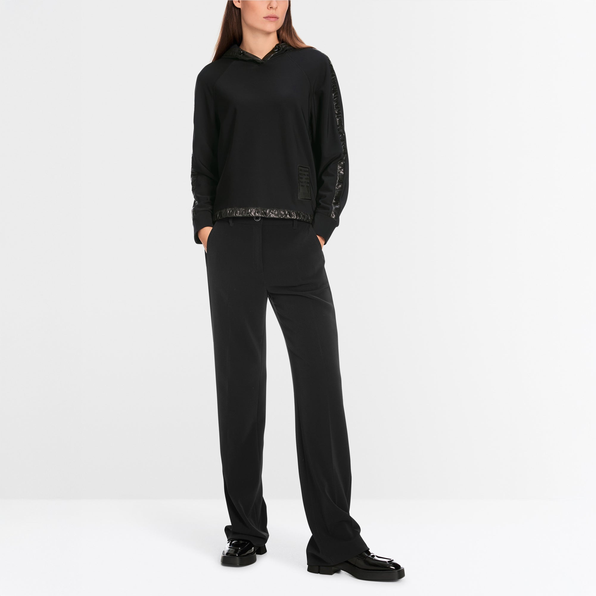 Quilted Pocket Sports Zip Top - Black