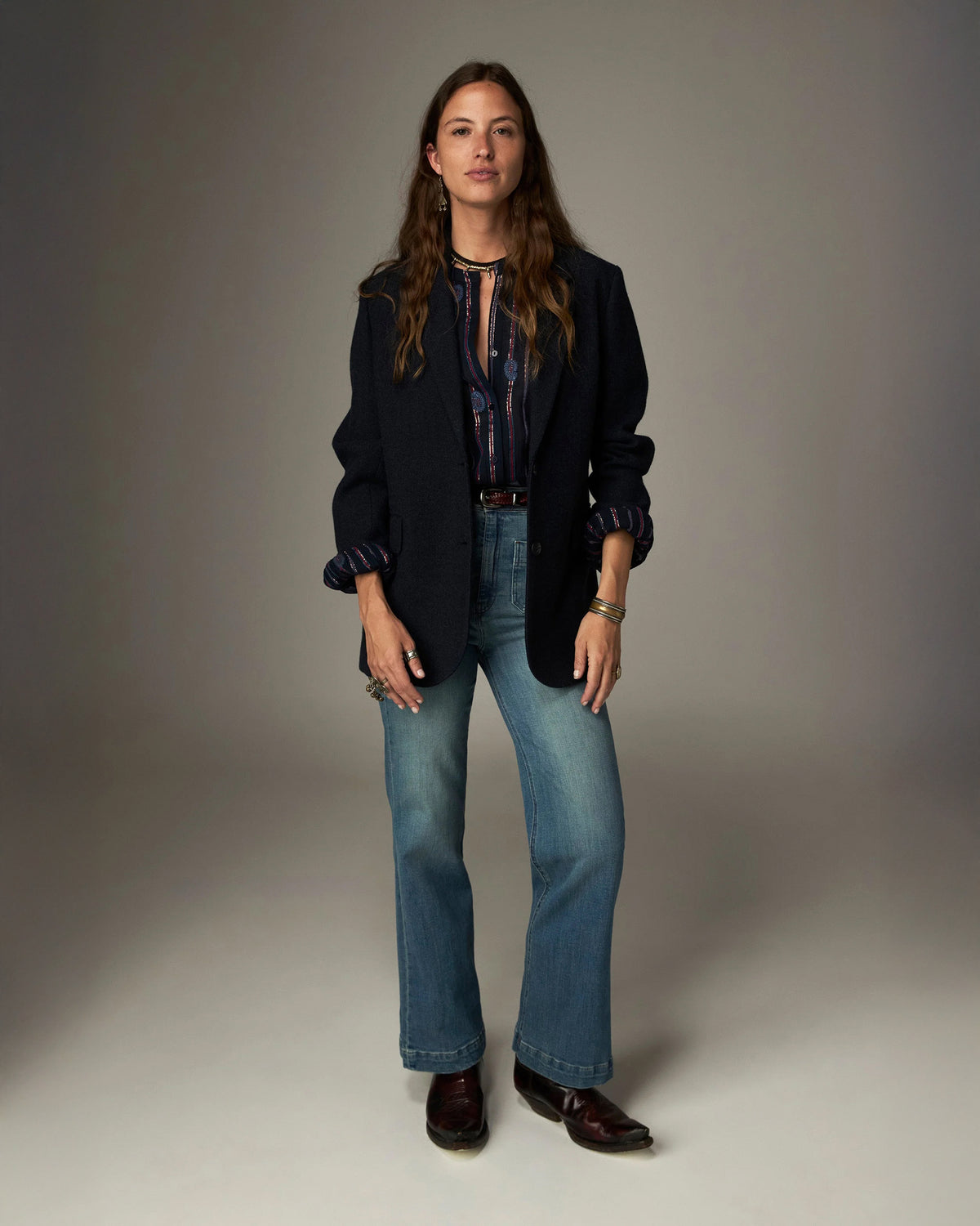 Raga Mina Stripe Shirt - Navy Berry
