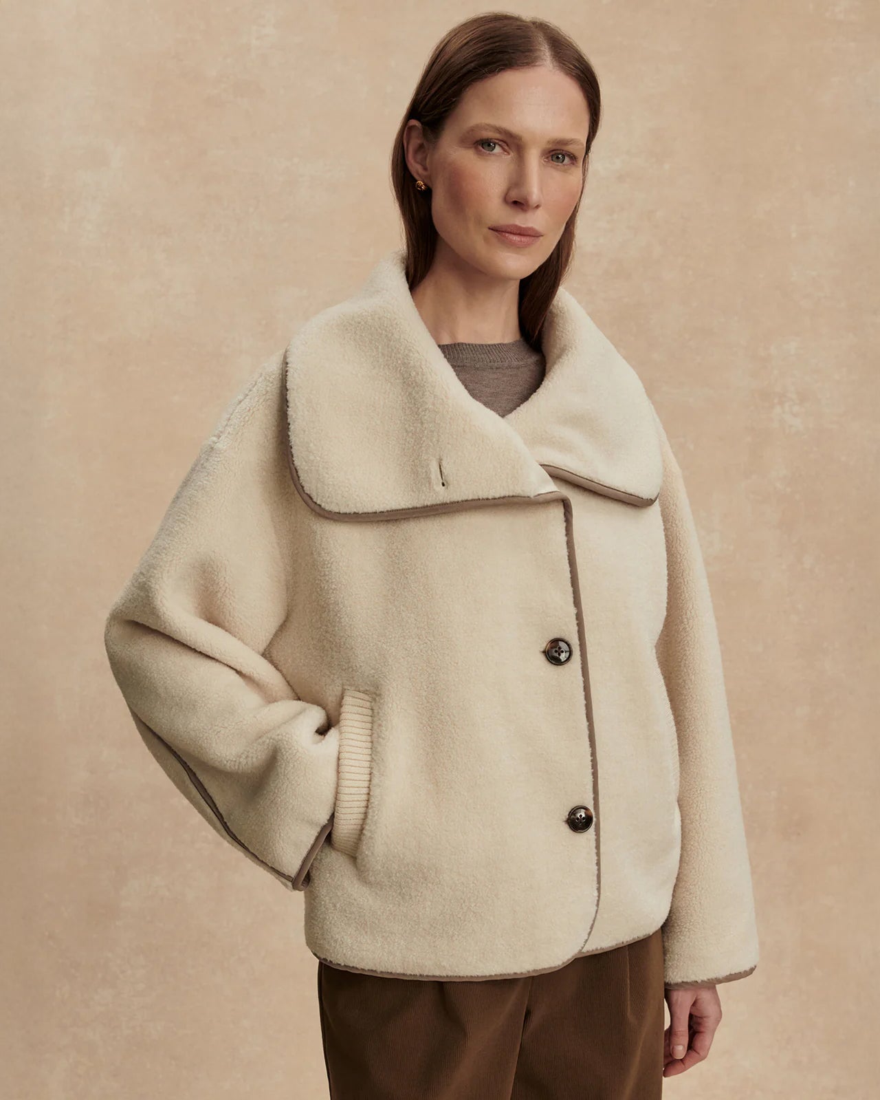 Romane Boxy Sherpa Jacket - Sandshell