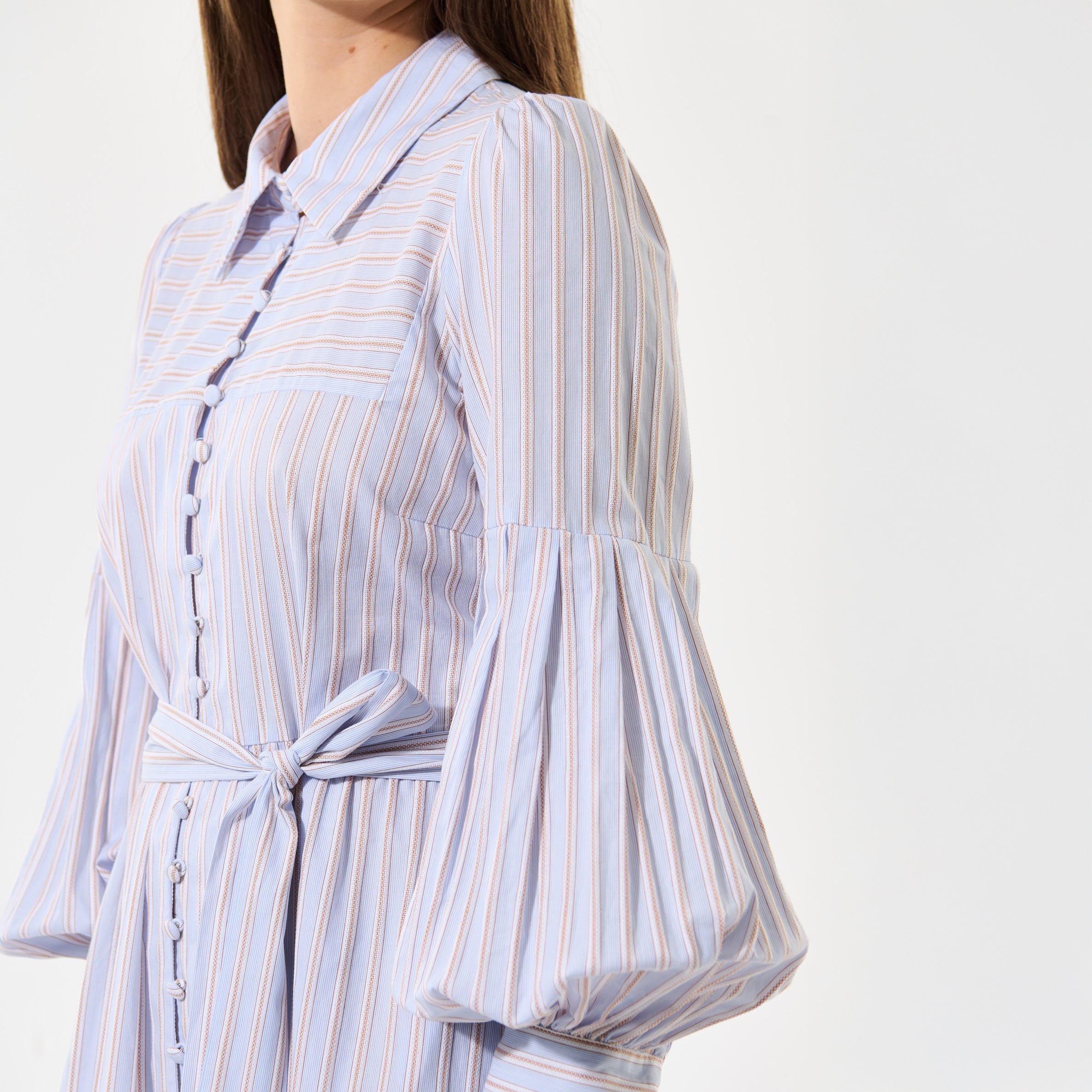 Rosetta Balloon Sleeve Dress - Cotton Dobby