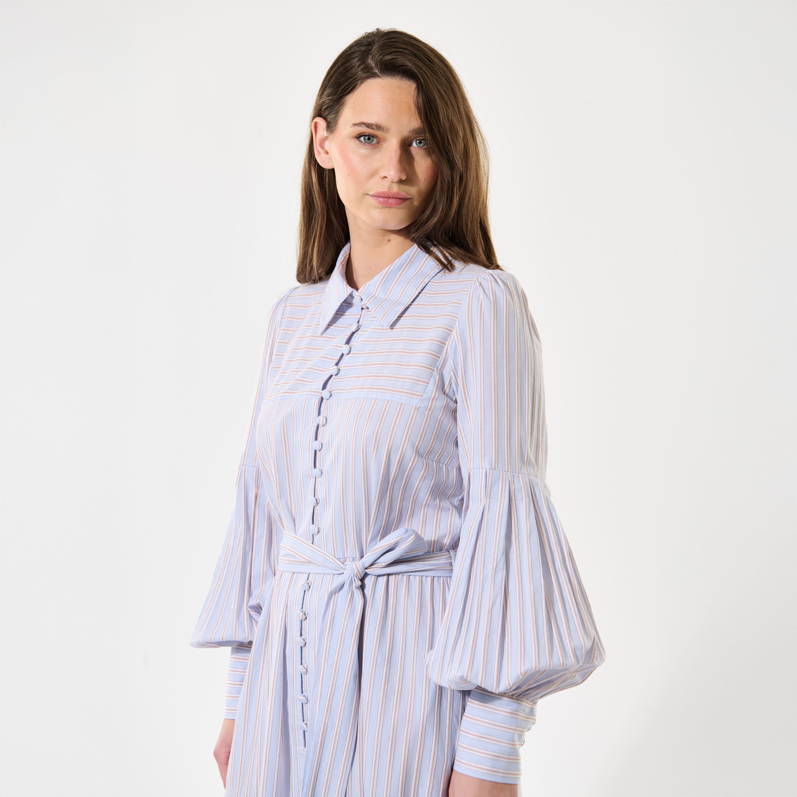 Rosetta Balloon Sleeve Dress - Cotton Dobby