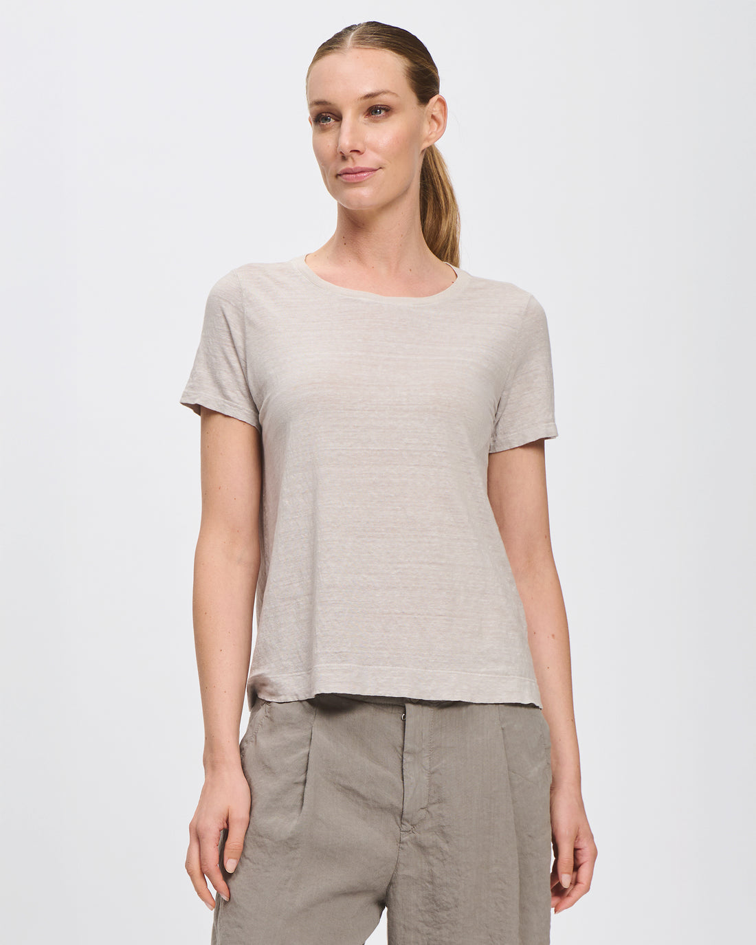Round Neck T Shirt - Chalk