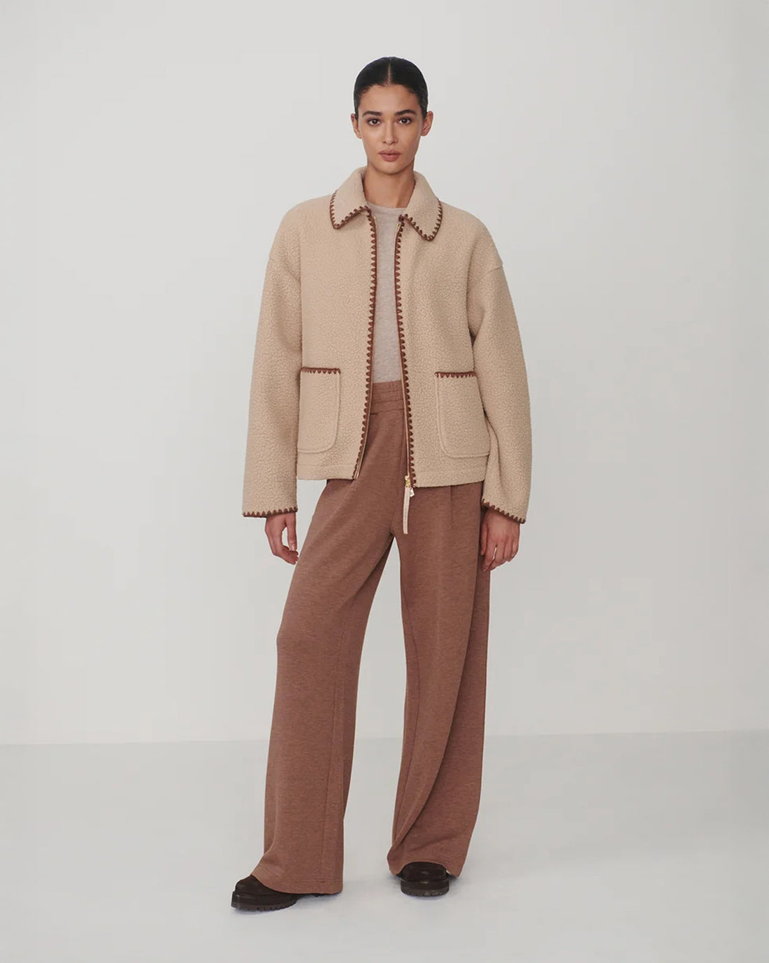 Ruiko Zip Through Fleece - Light Taupe