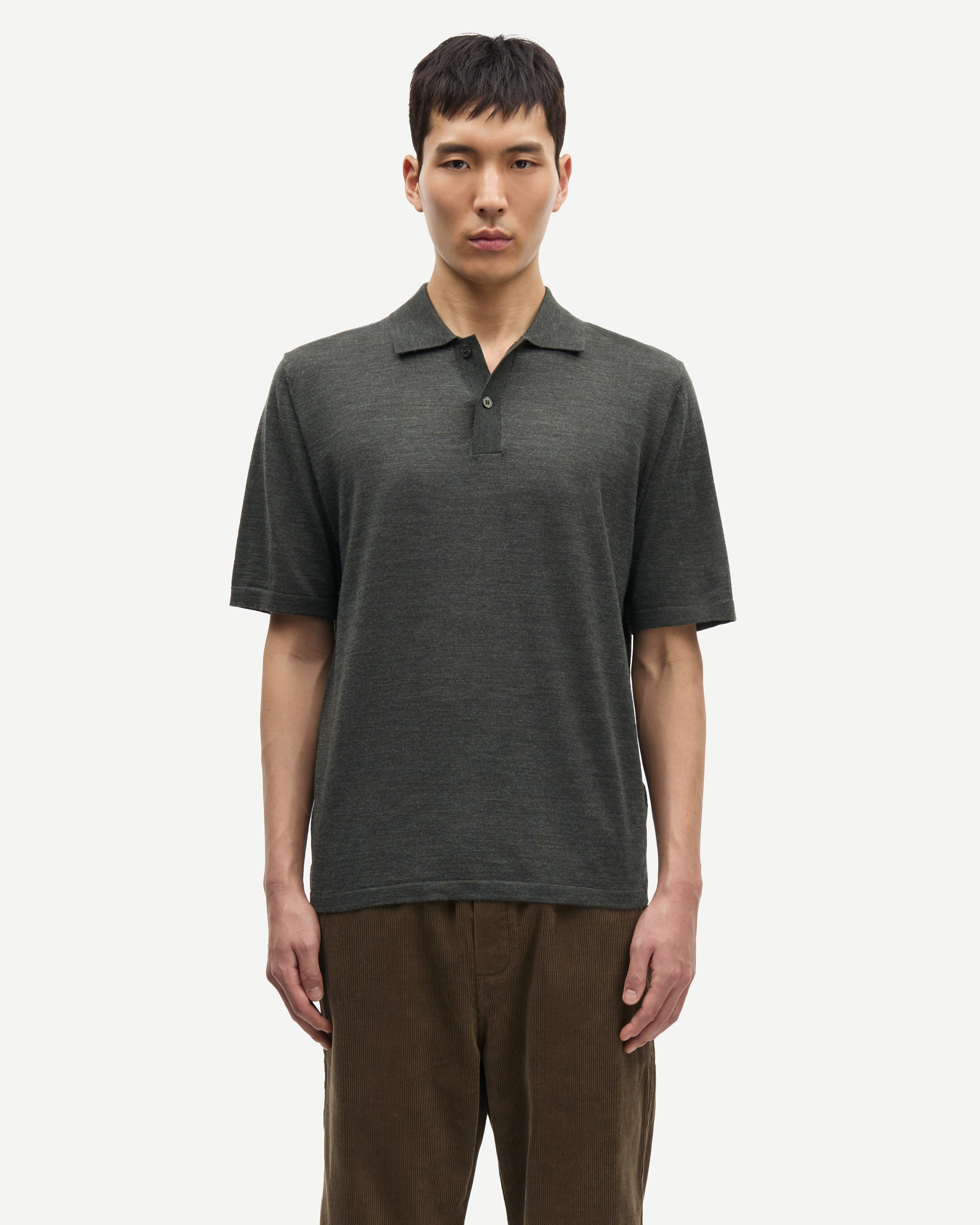 Sarowan Knit Polo - Dark Evergreen Mel