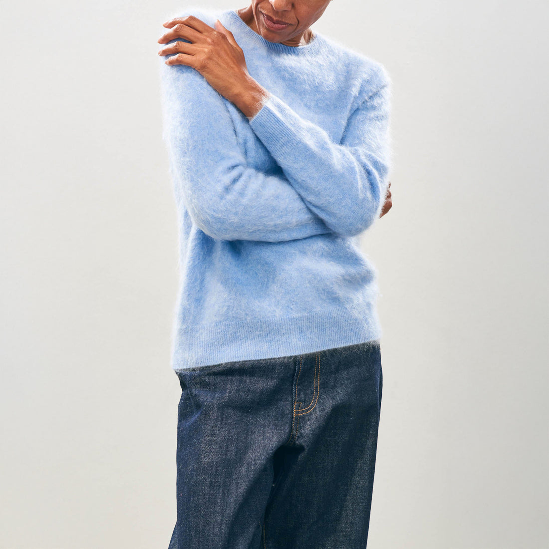 Brushed Crew Jumper - Azure