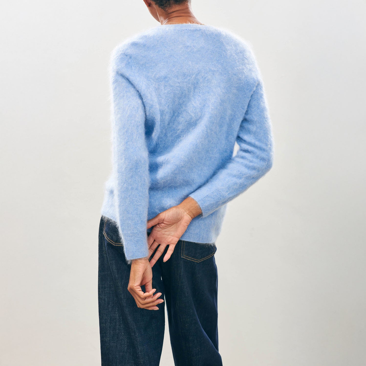 Brushed Crew Jumper - Azure