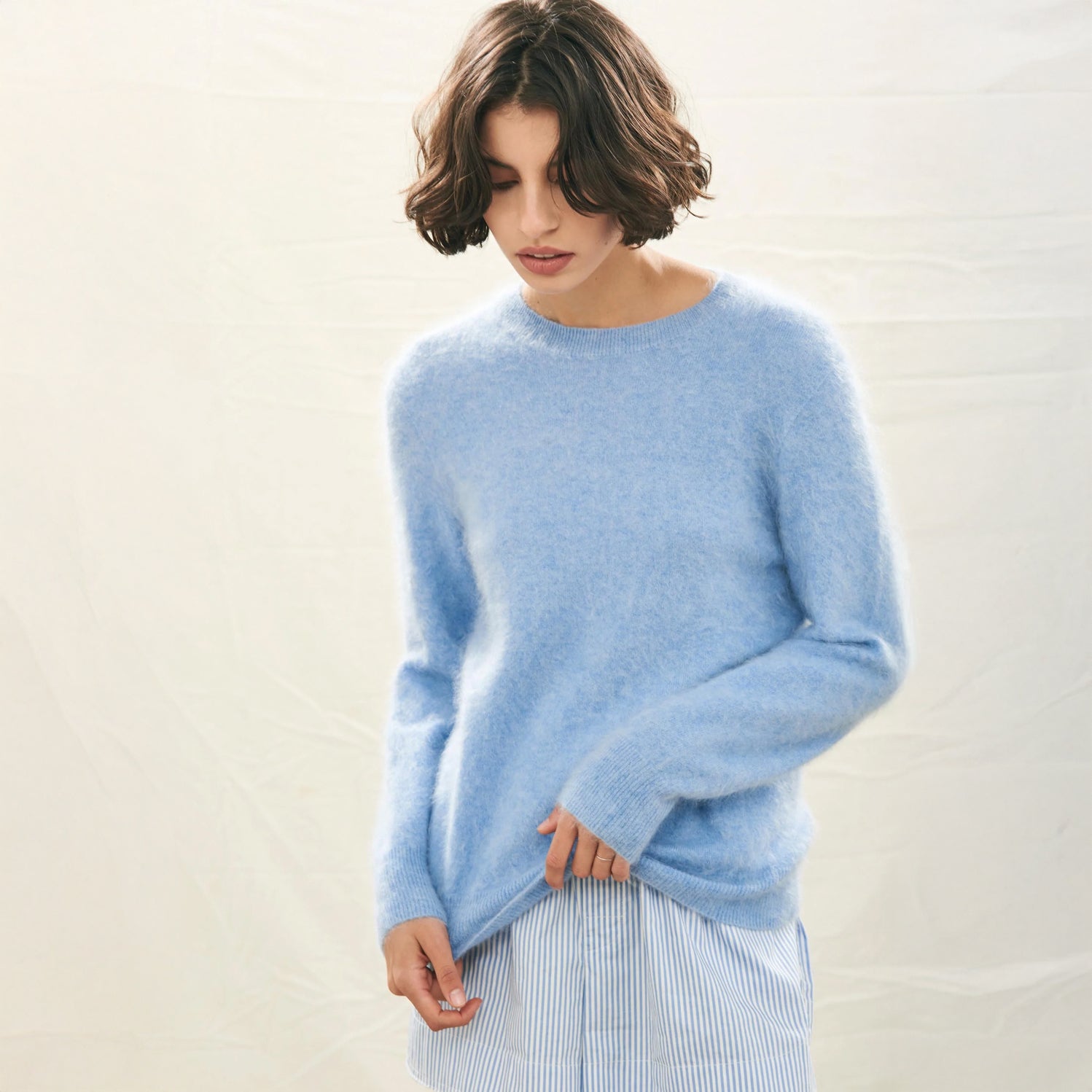 Brushed Crew Jumper - Azure