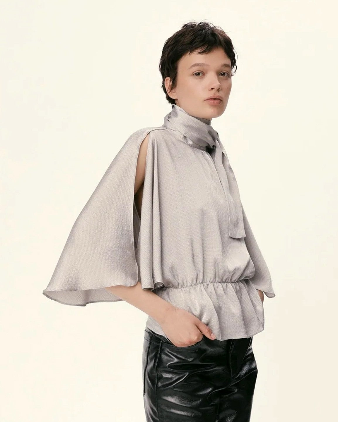 Butterfly Sleeved Blouse - Pearl Grey