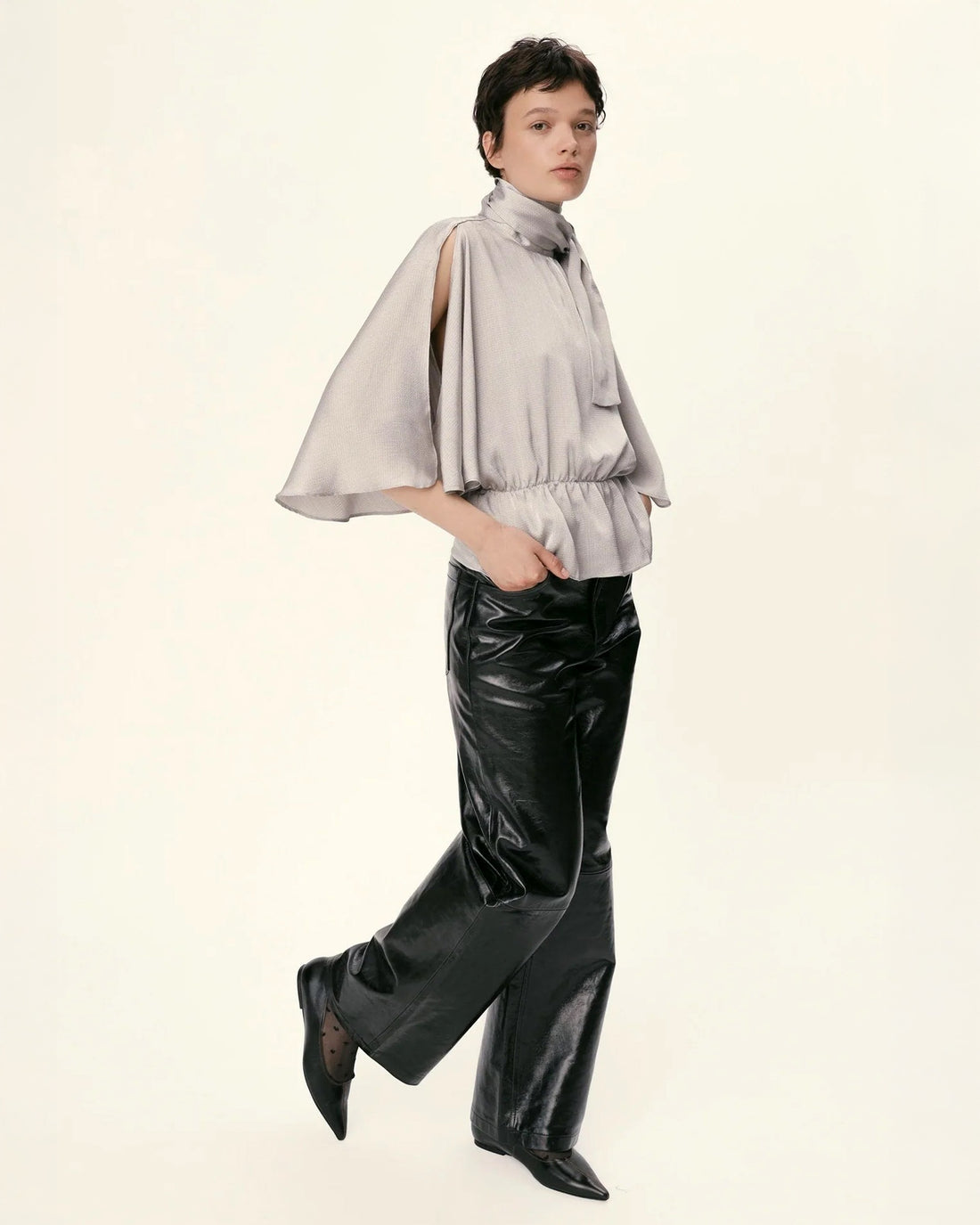 Butterfly Sleeved Blouse - Pearl Grey