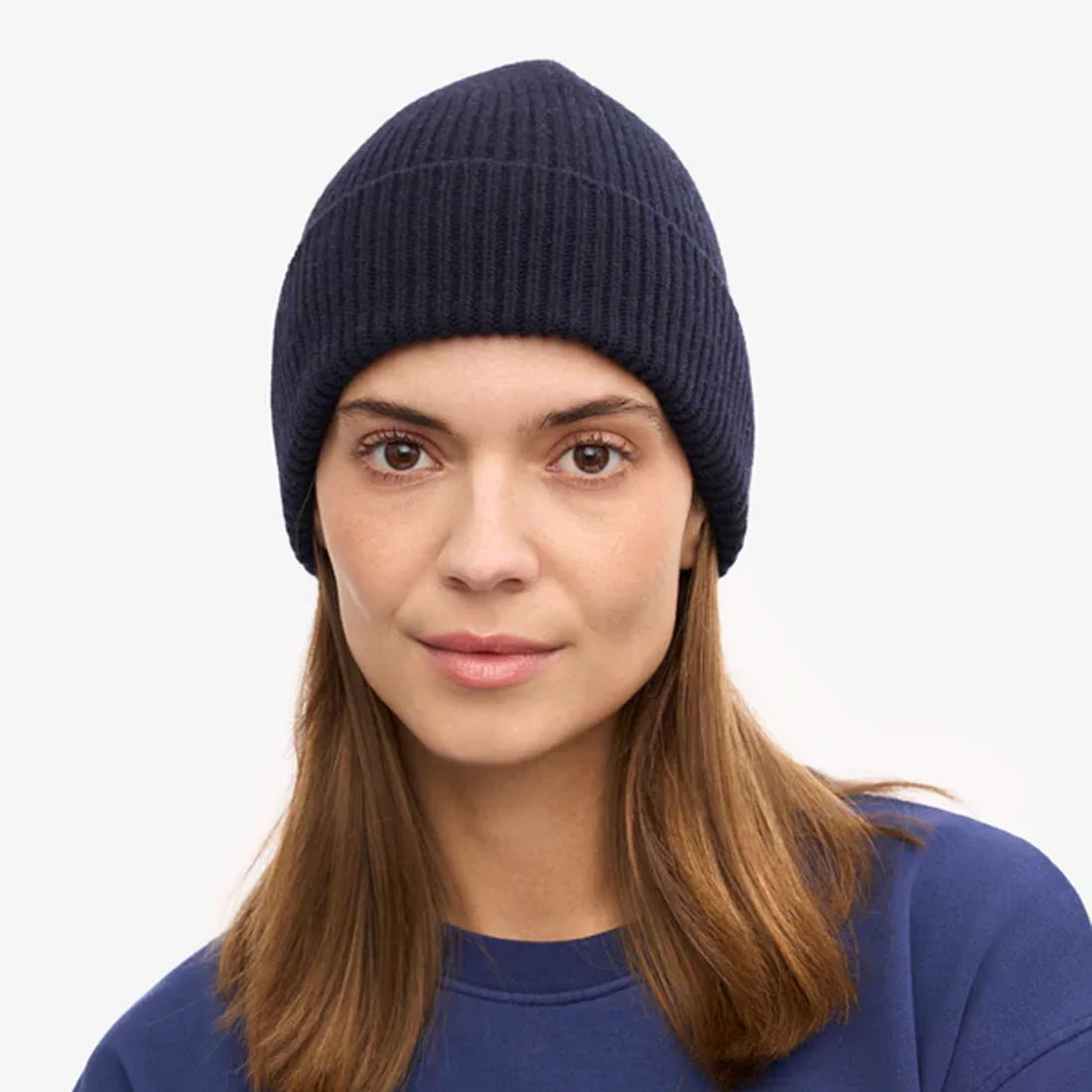 Merino Wool Beanie - Navy Blue