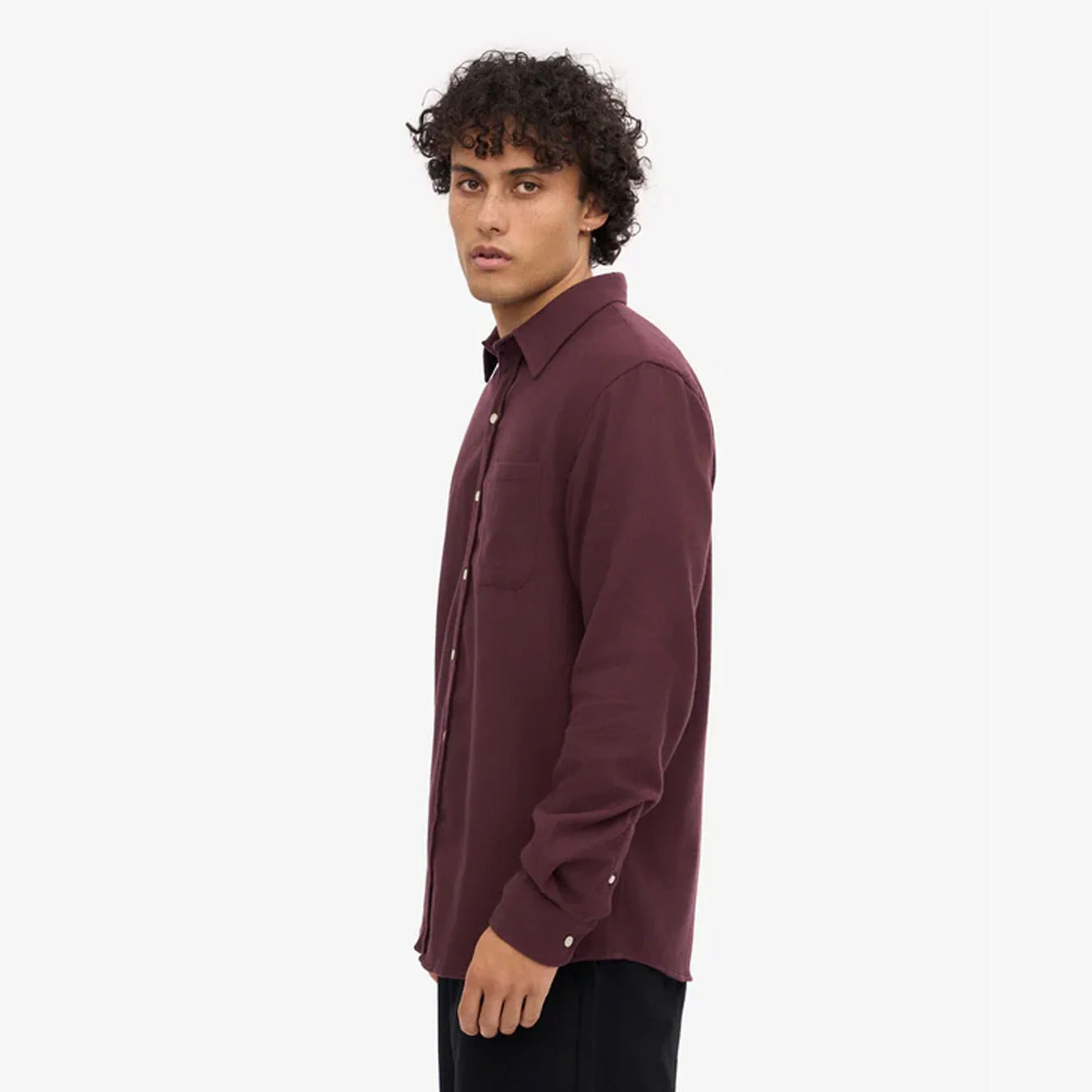 Organic Flannel Shirt - Oxblood Red