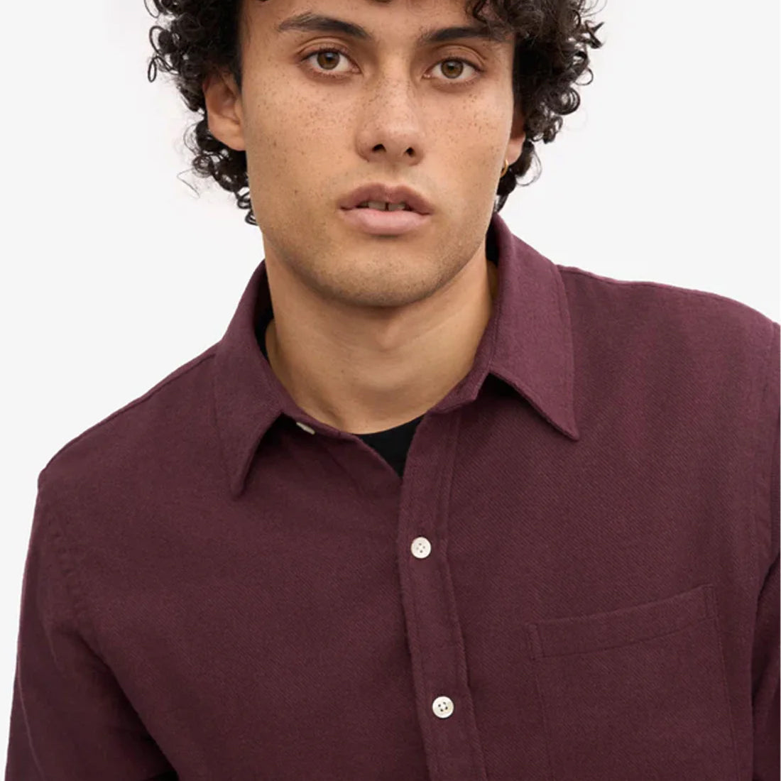 Organic Flannel Shirt - Oxblood Red