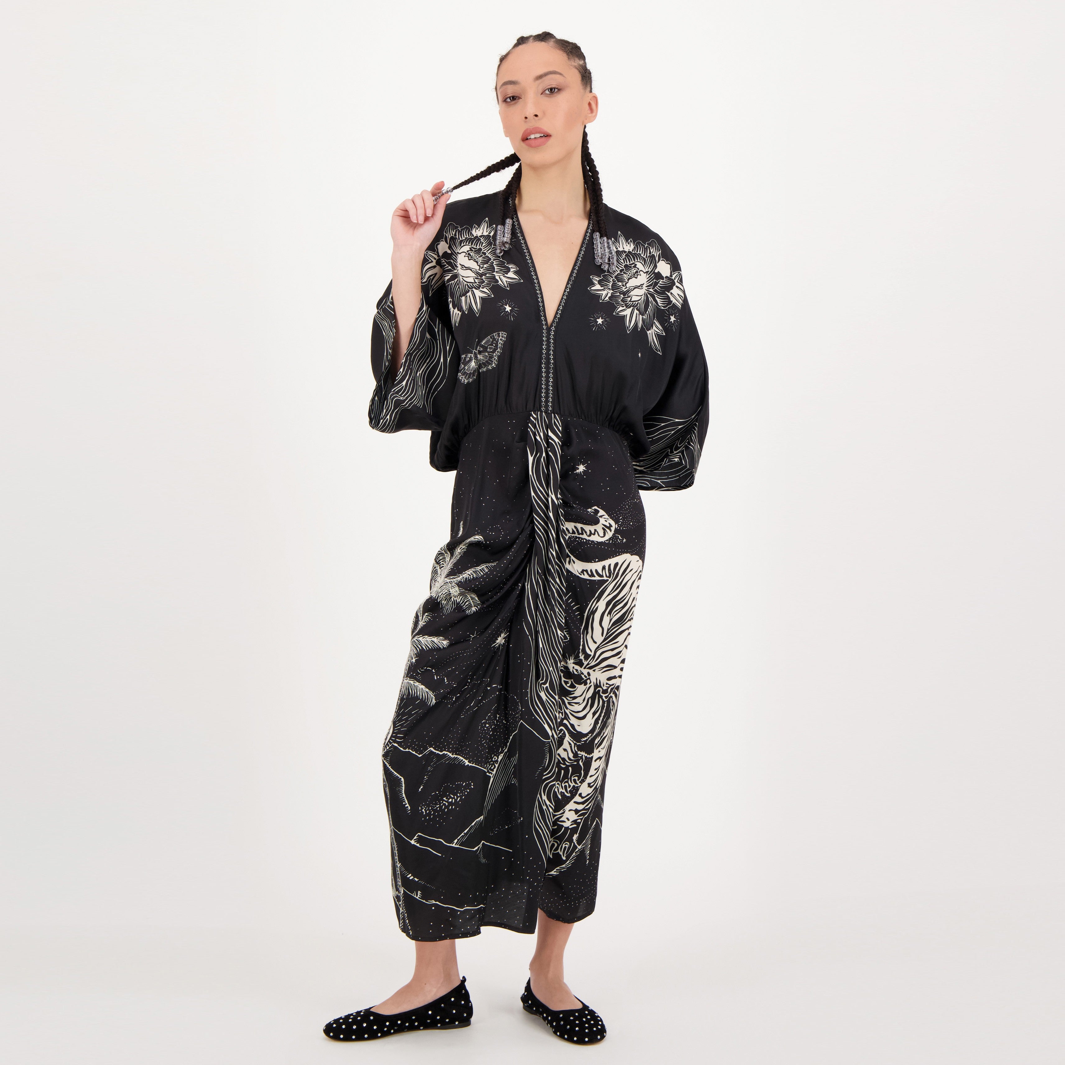 Sophia Kimono Dress Black Magic