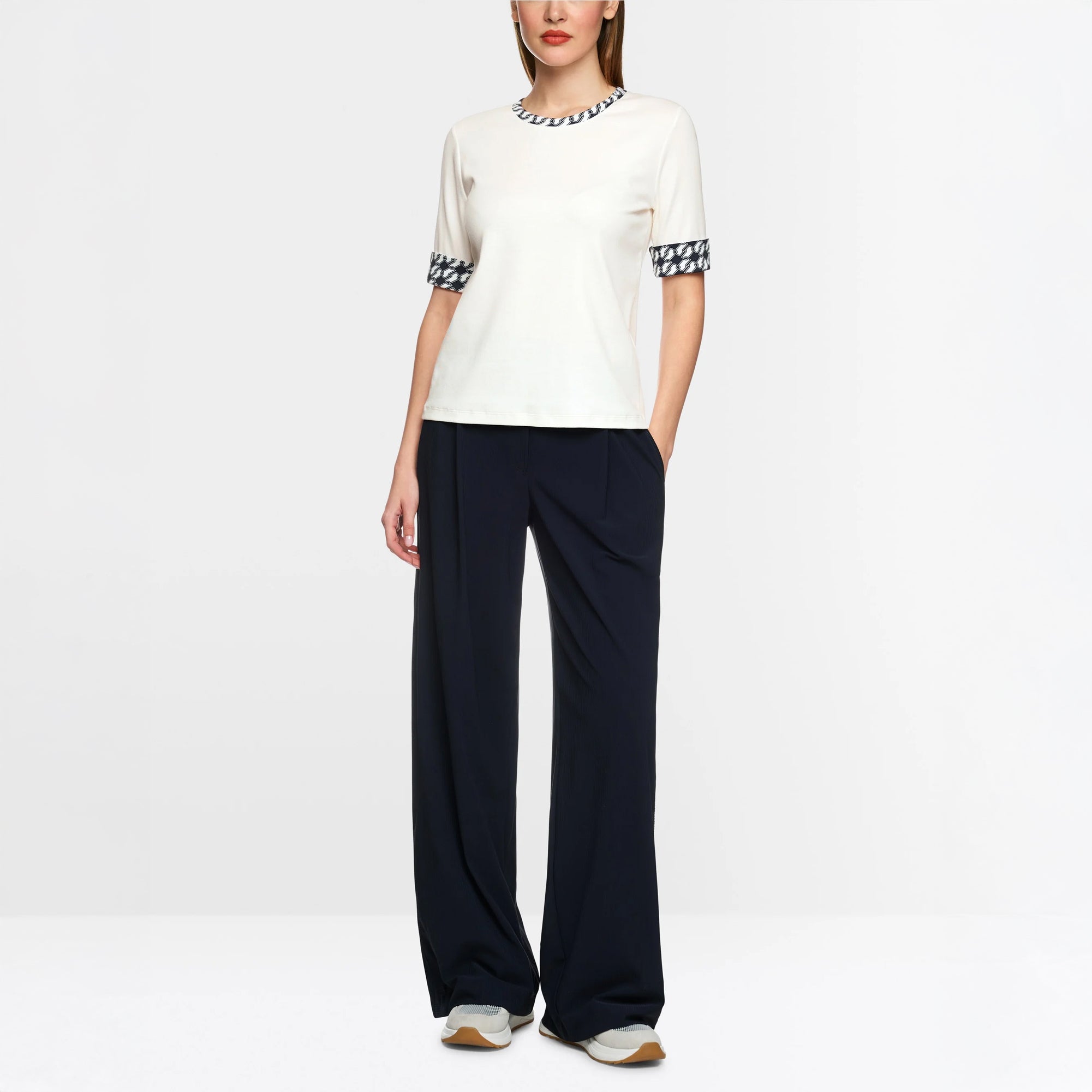 Short Sleeve Link Print Detail T-Shirt - Off White
