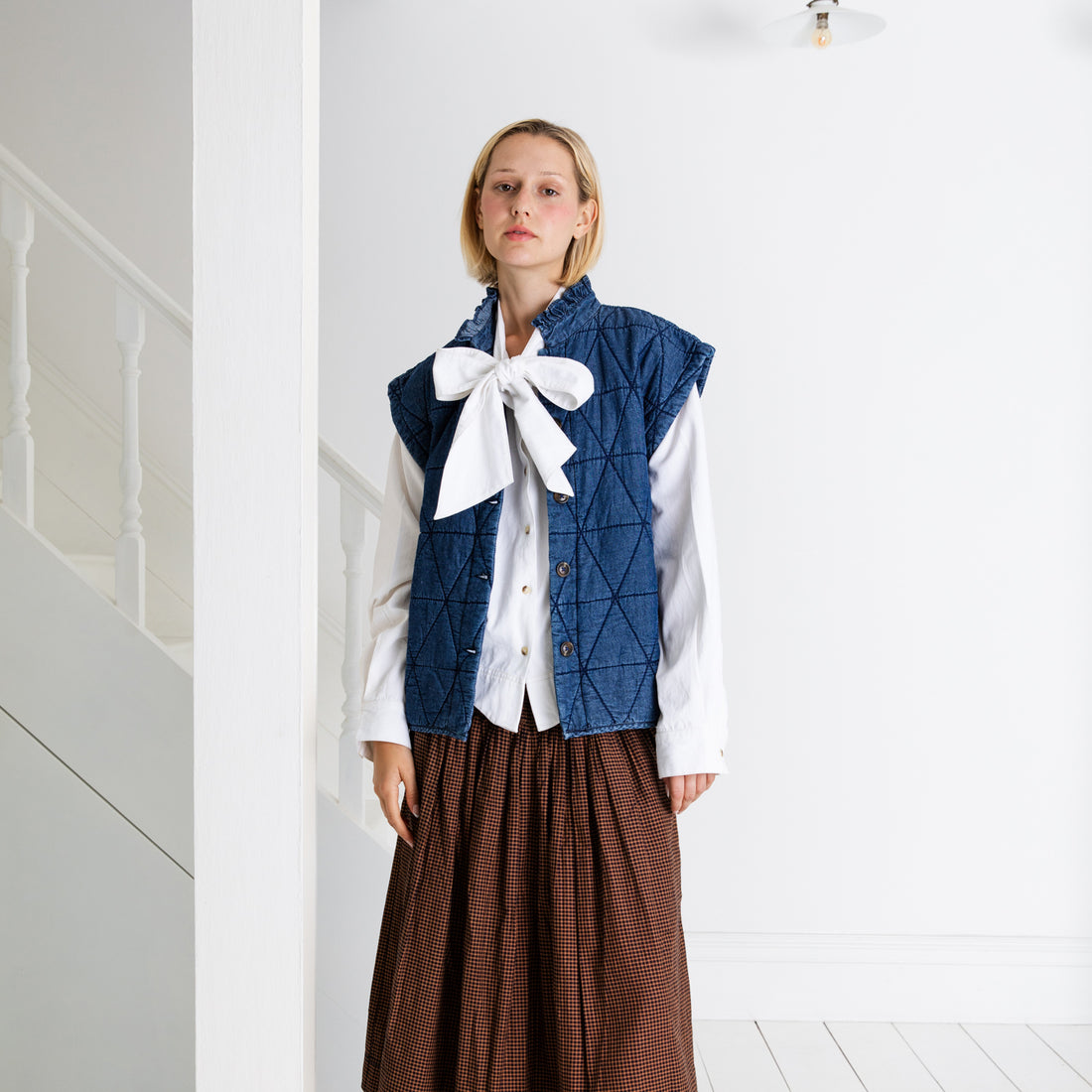 Stina Quilted Denim Gilet - Denim