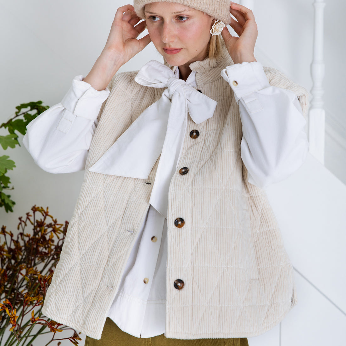 Stina Cord Gilet - Ecru