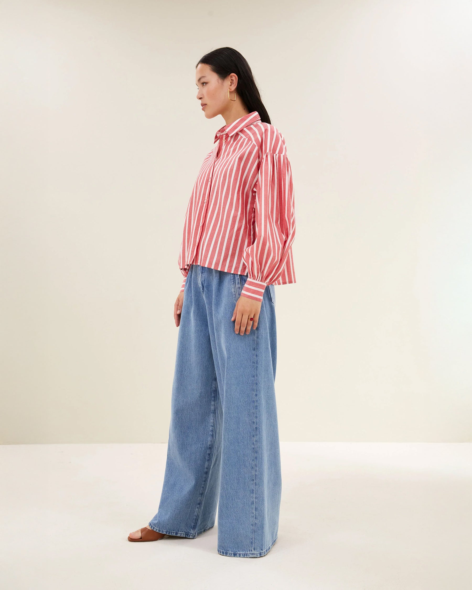 Sarah Short Sleeve Blouse - Red Stripe