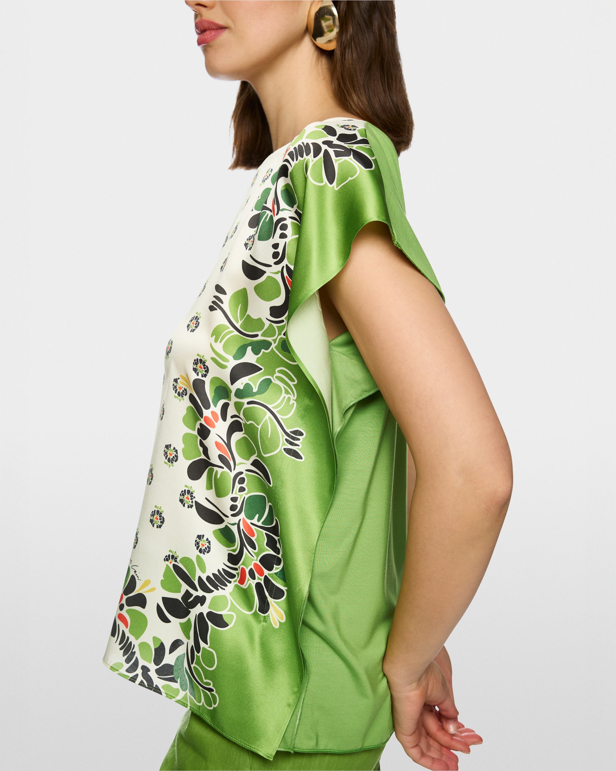 Scarf Print Top - Green