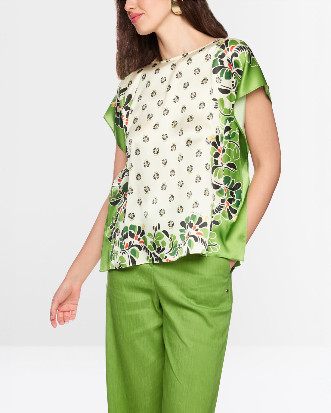 Scarf Print Top - Green