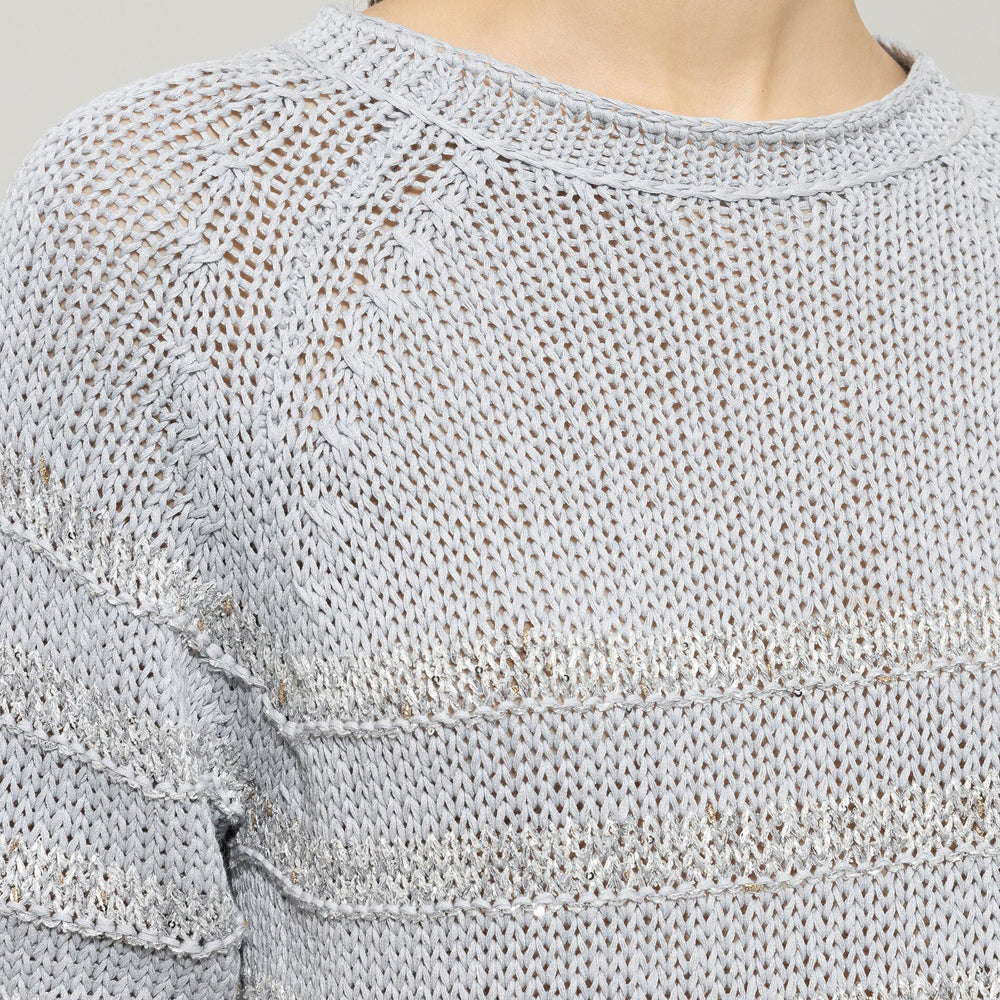 Short Sleeve Knit Sweater - Silver Grey