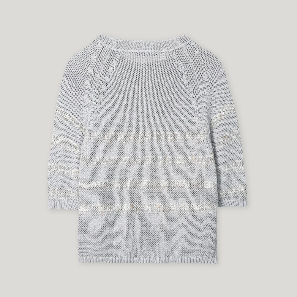 Short Sleeve Knit Sweater - Silver Grey