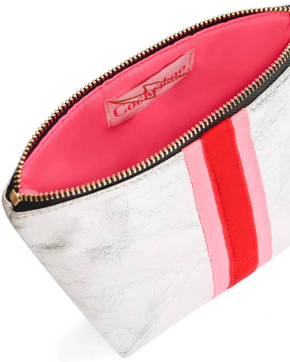 Small Sheeny Silver Bag With Red Velvet - Silver