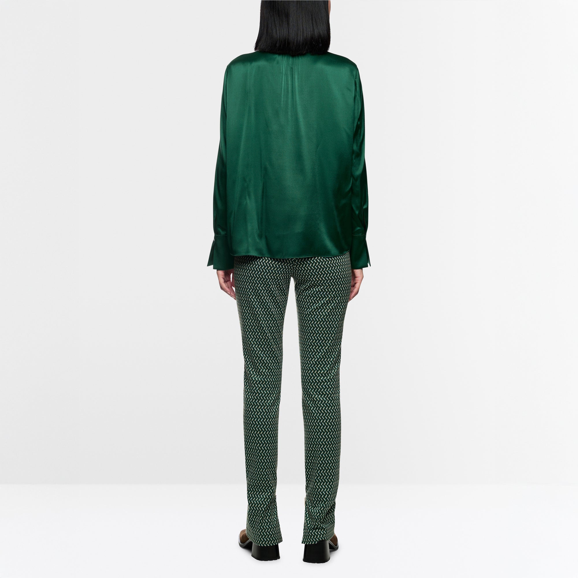 Smart Frill Front Shirt - Dark Jade Green