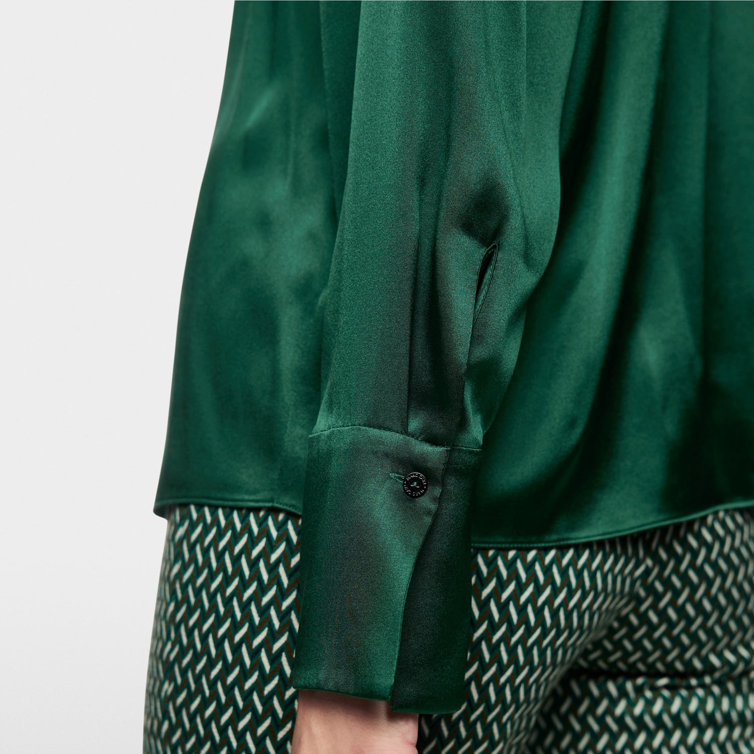 Smart Frill Front Shirt - Dark Jade Green