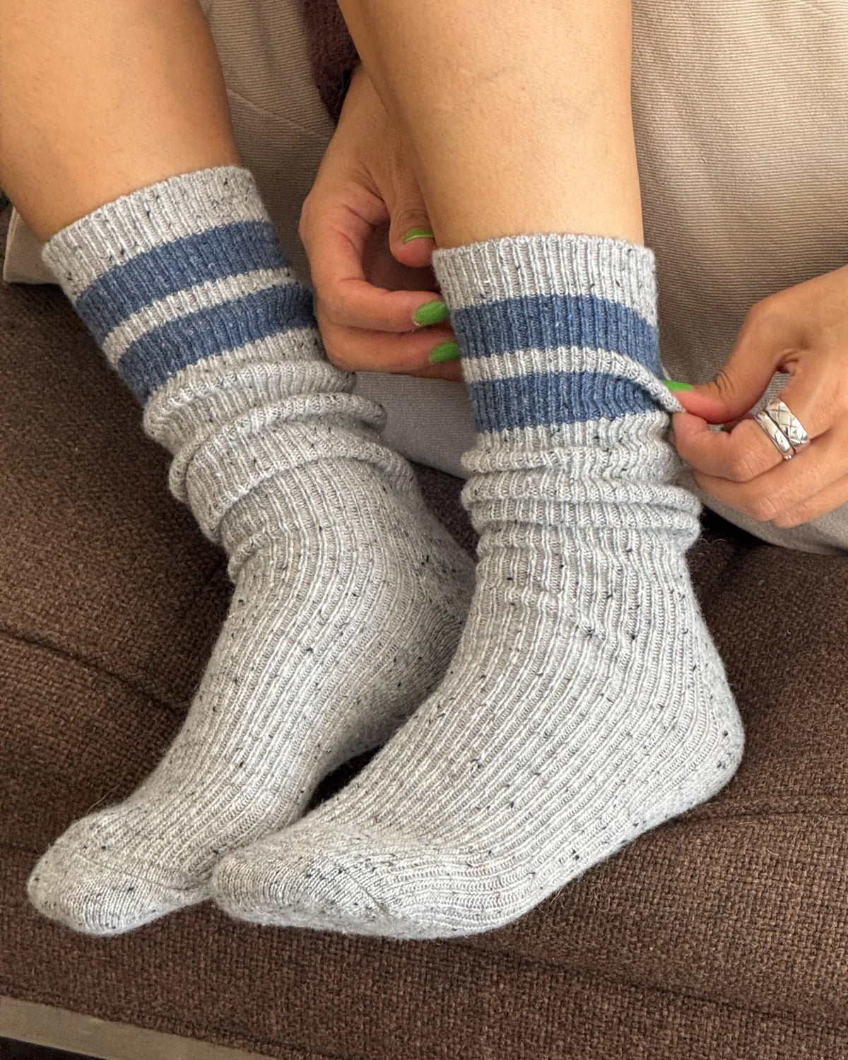 Snow Varsity Sock - Grey Blue