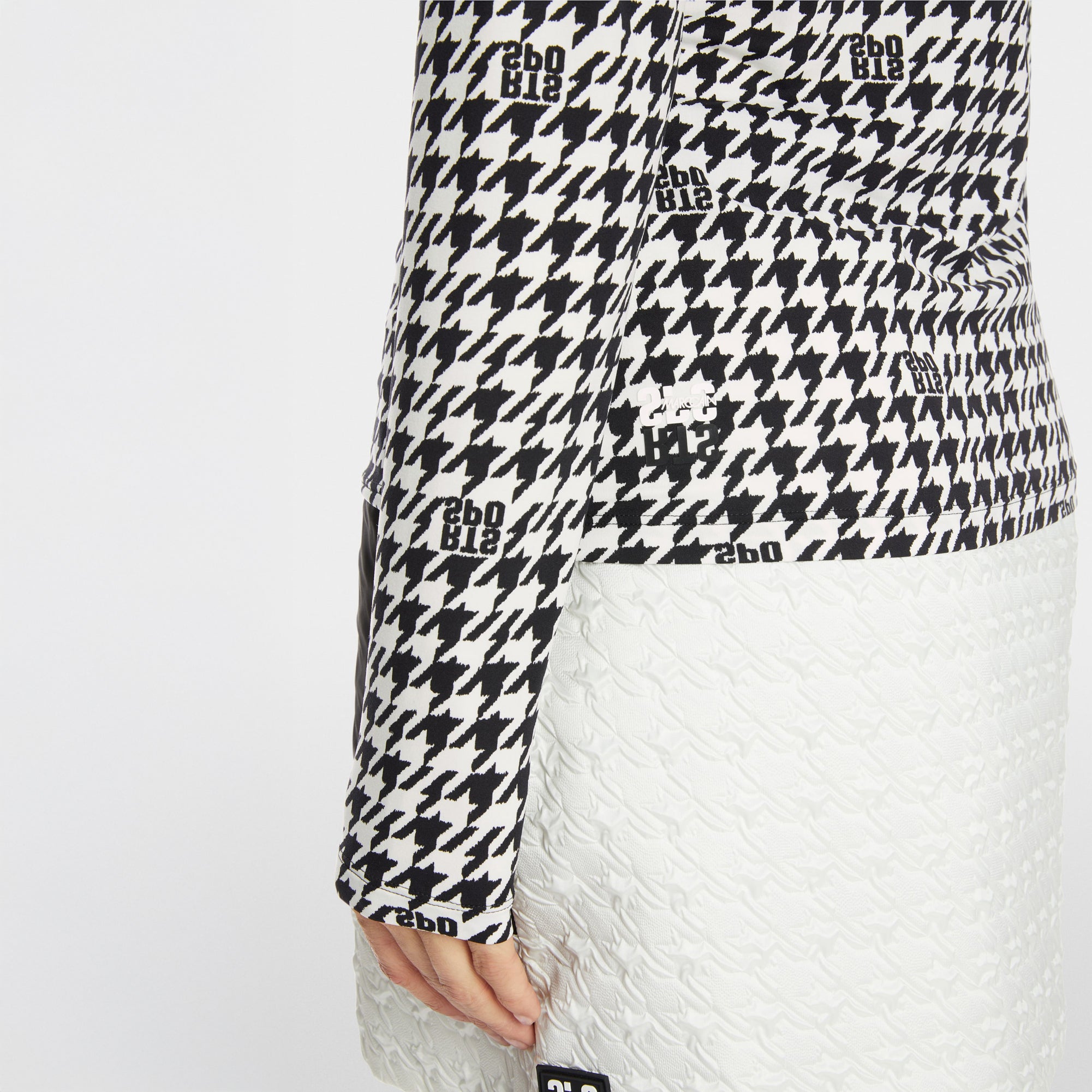 Star Fitted Polo Top - Black And White