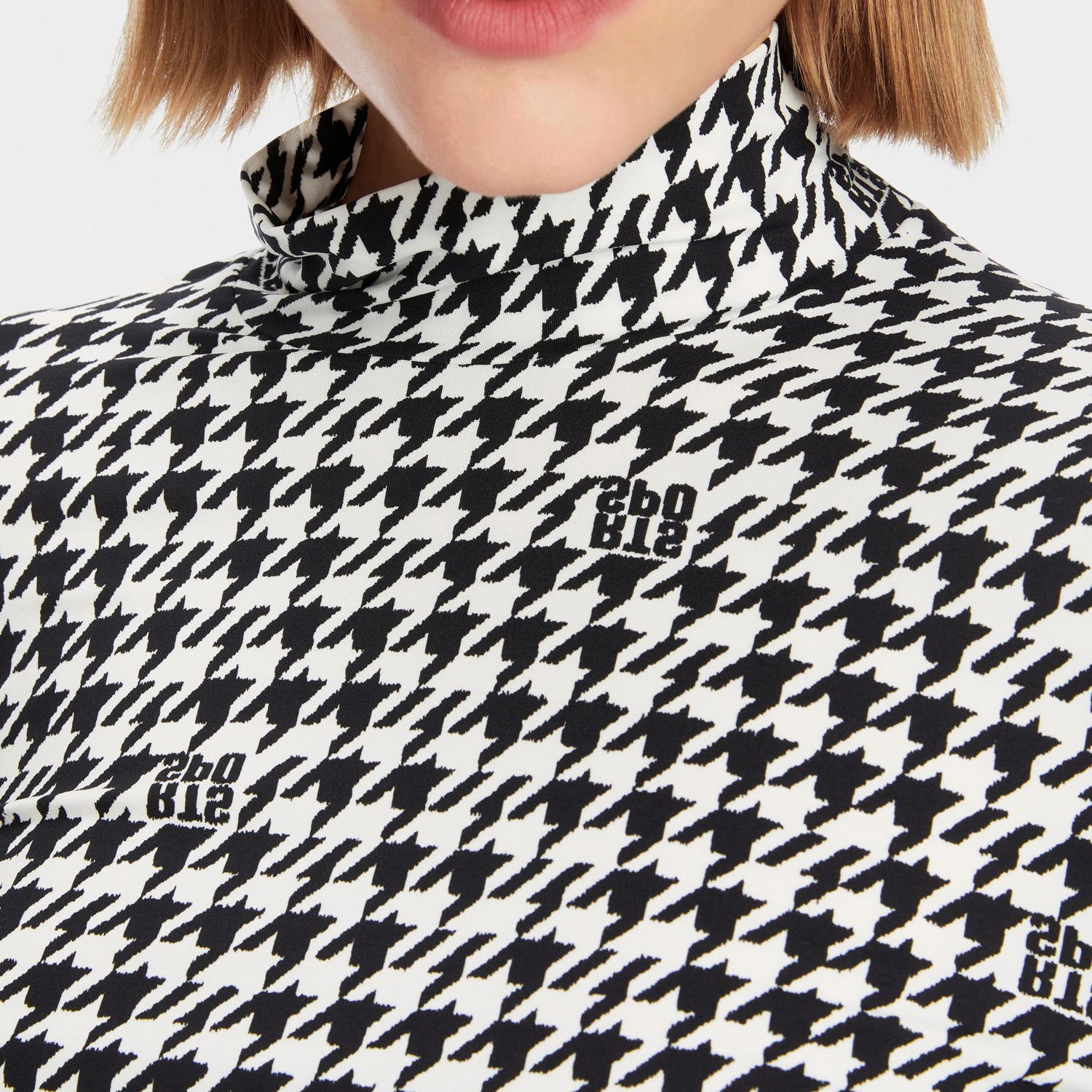 Star Fitted Polo Top - Black And White