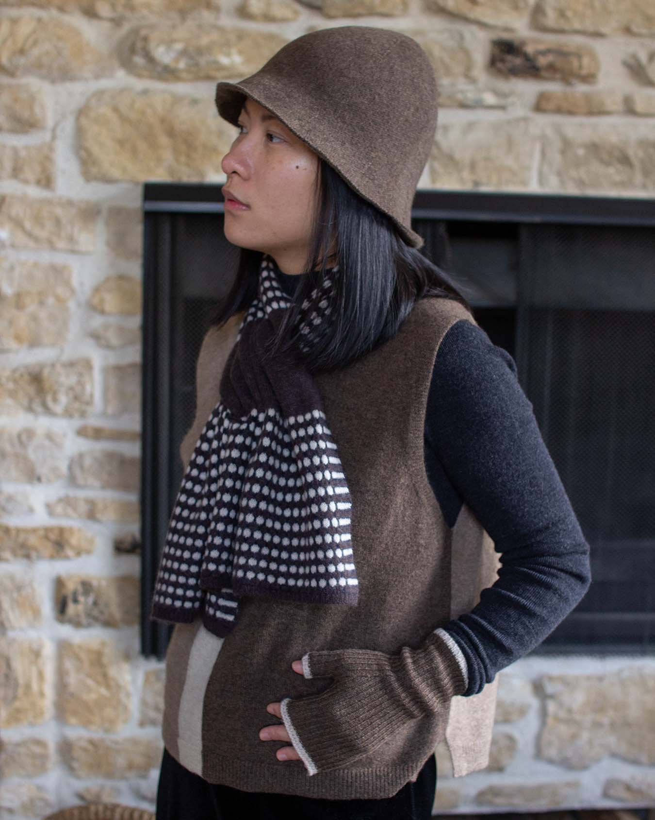Stitch Detail Full Scarf - Cacao
