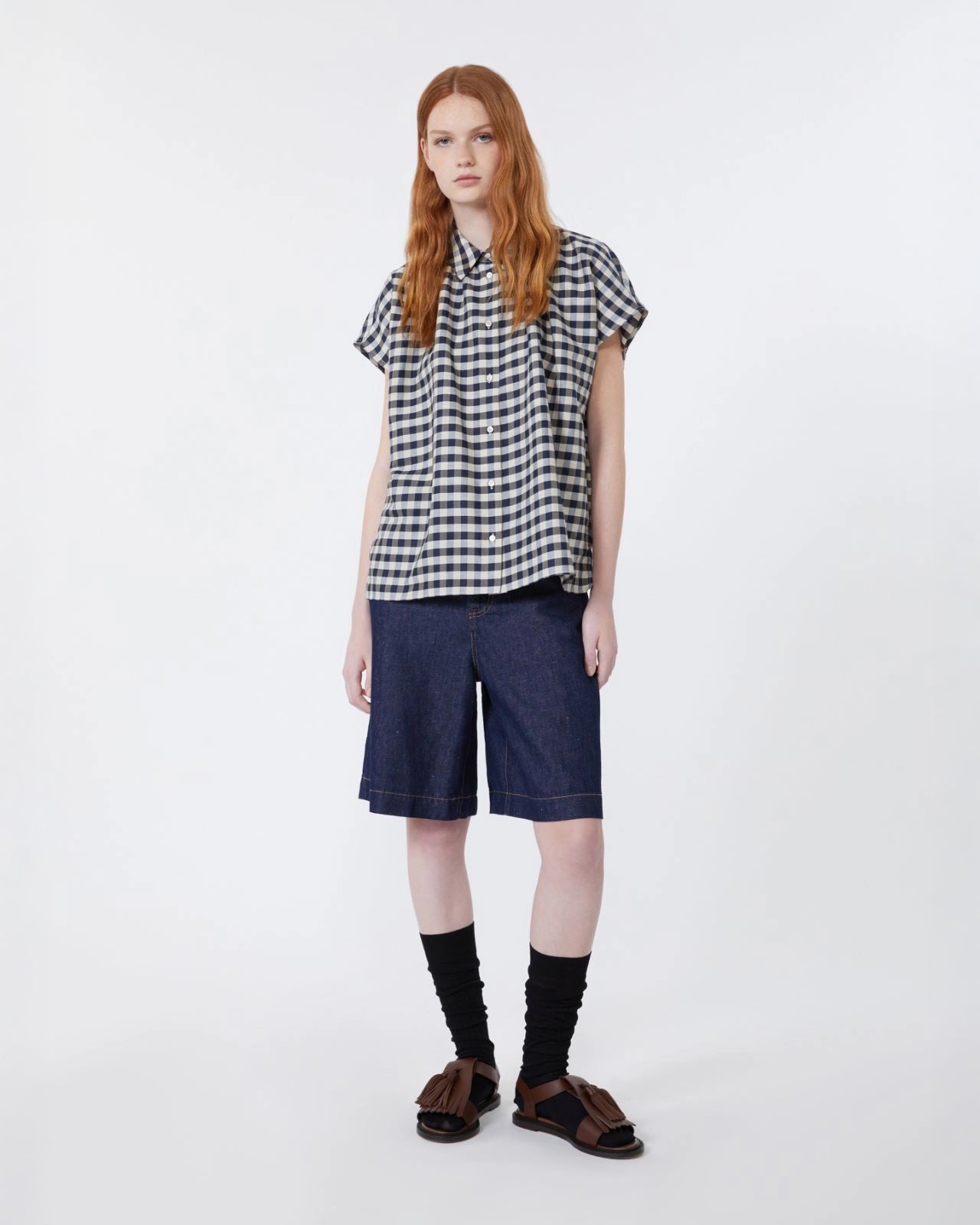 Strano Gingham Check Shirt - Navy