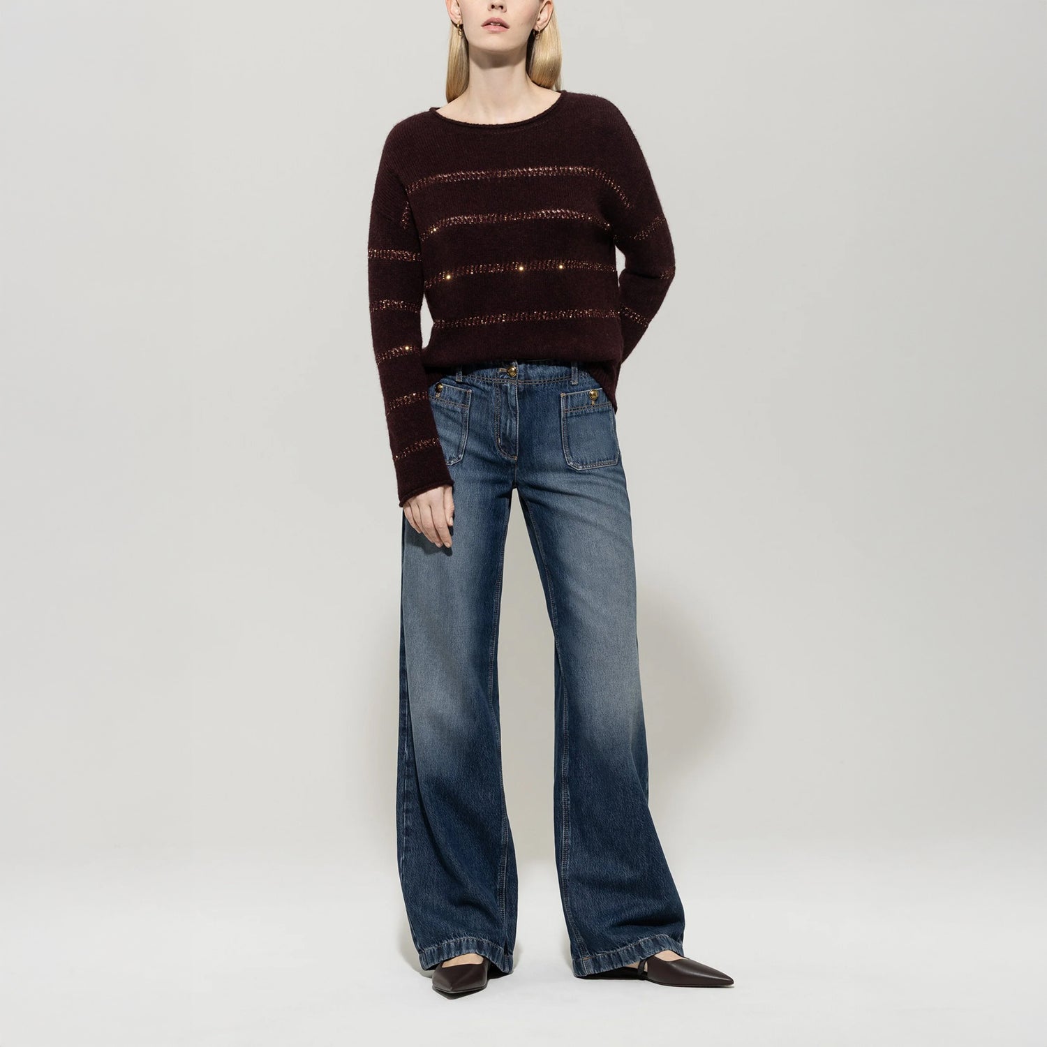 Stripe Jumper - Burgundy