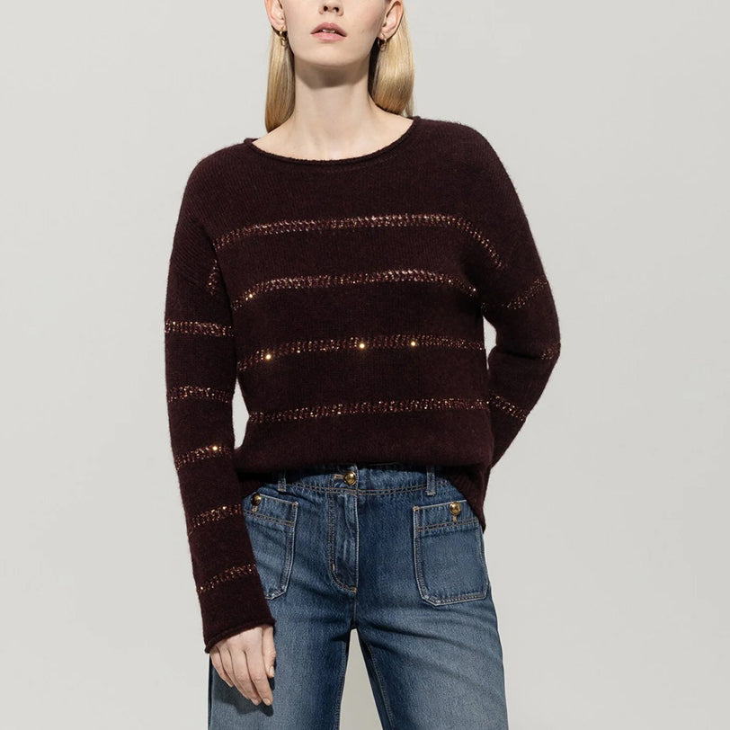 Stripe Jumper - Burgundy