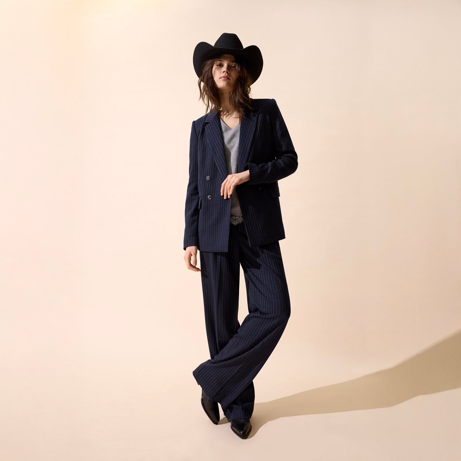 Stripe Trouser - Navy Camel