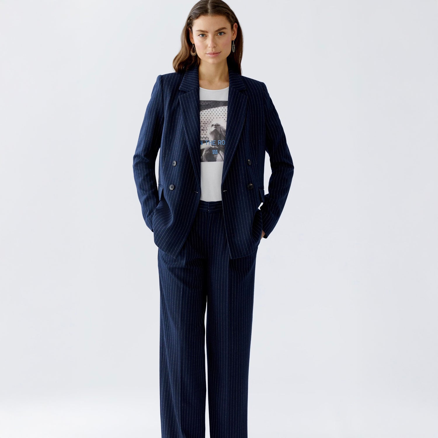 Stripe Trouser - Navy Camel