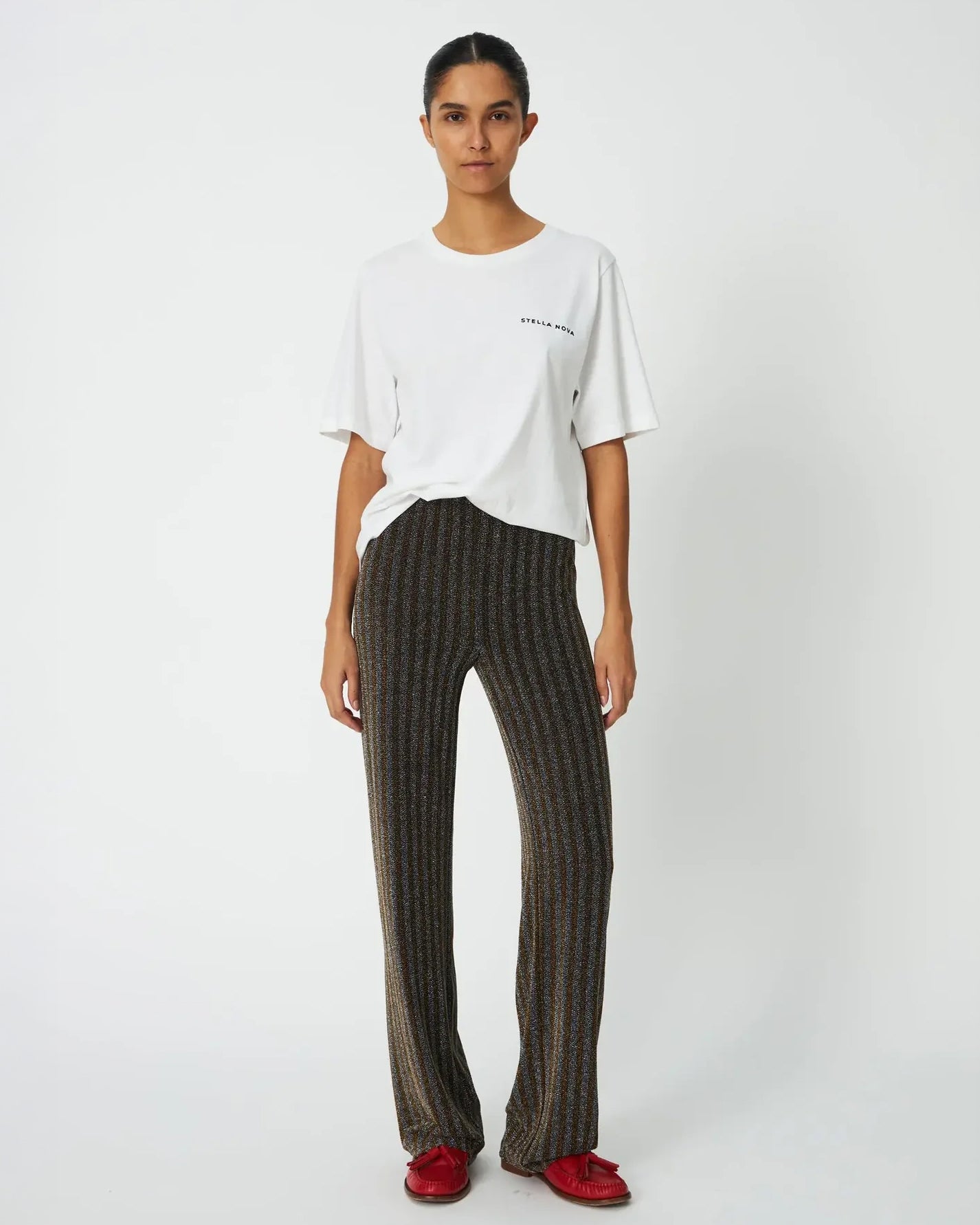 Striped Lurex Jersey Pants - Gold Silver Shimmer