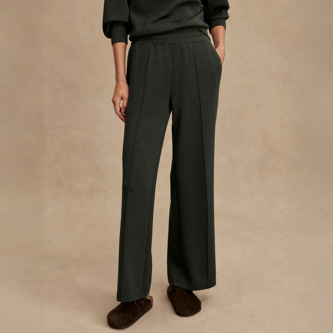 The Wide Leg Pant 30 - Olive Marl