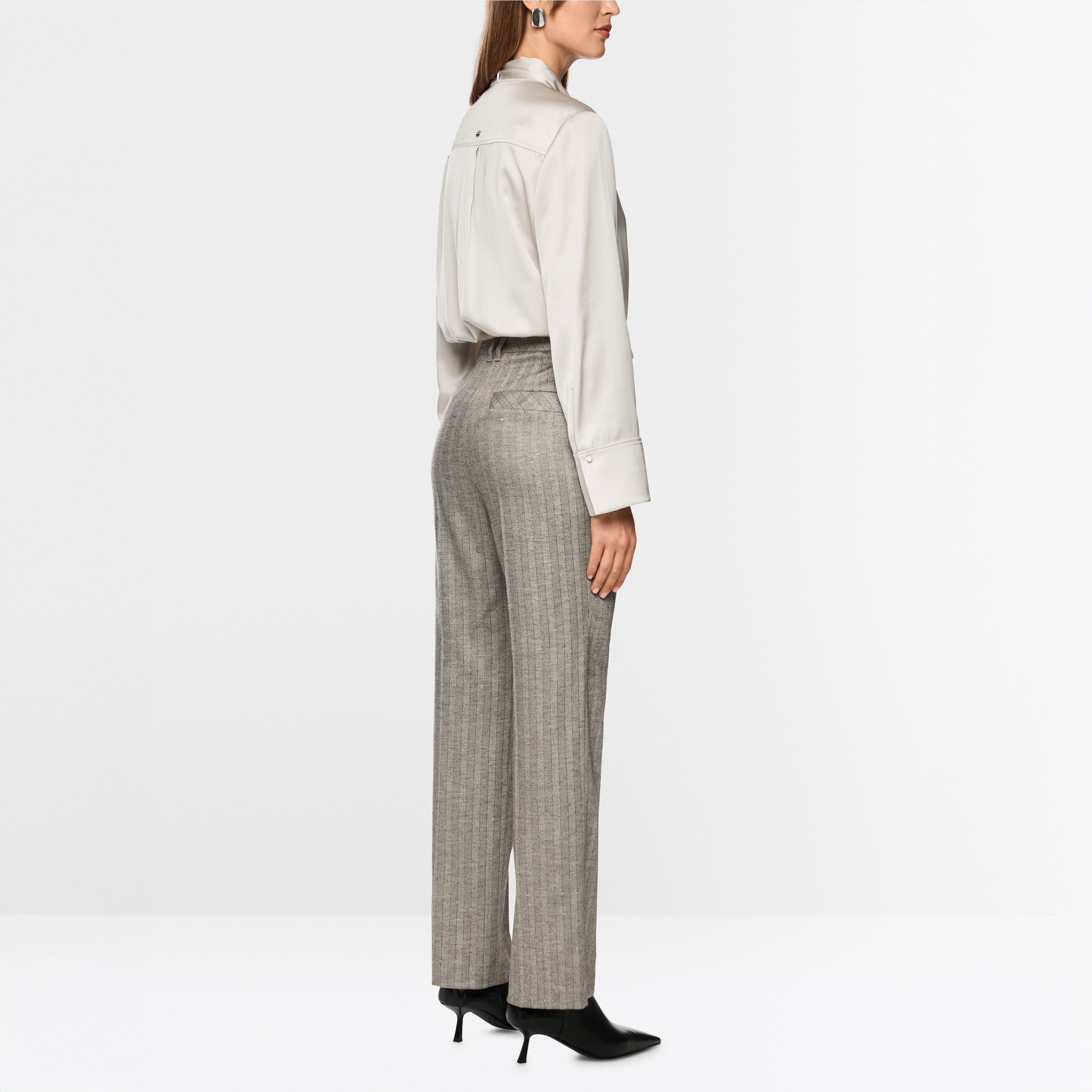 Tie Neck Smart Shirt - Smoke