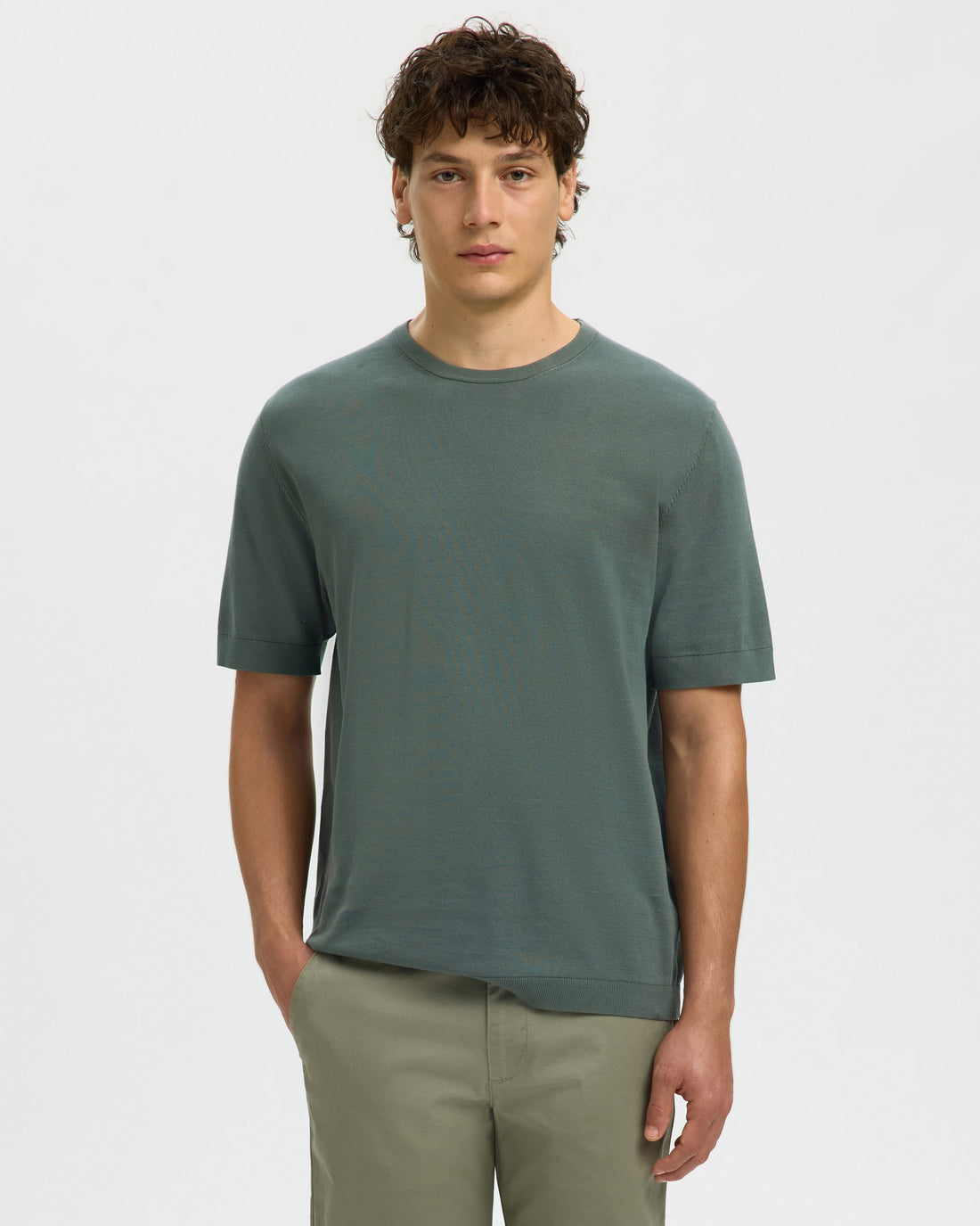 Torino Short Sleeve Knit Crew Neck Noos - Balsam Green