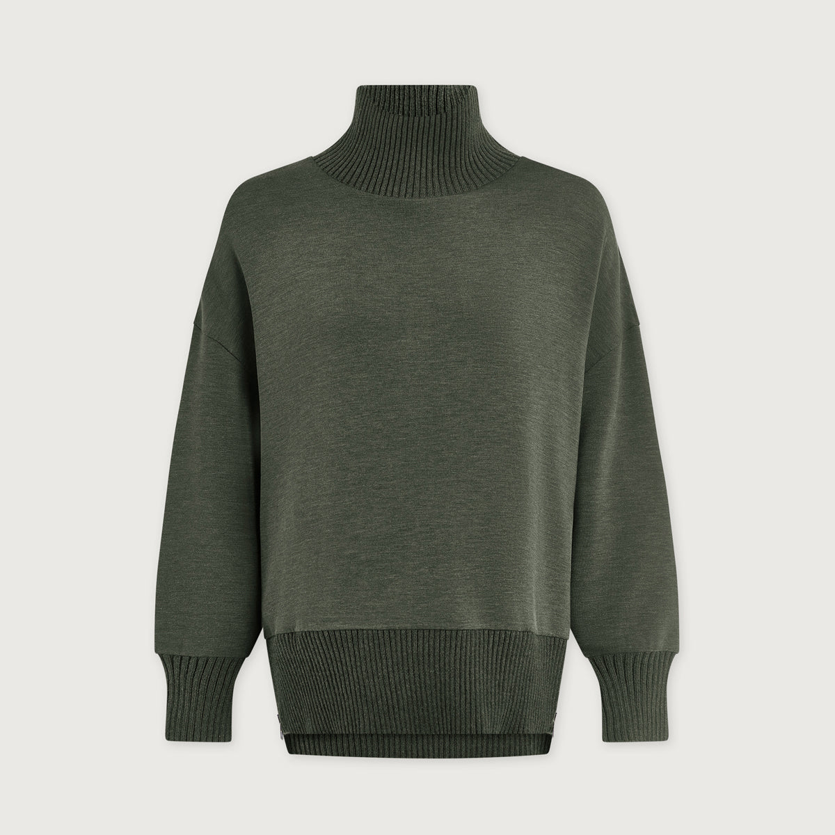Barker High Neck Sweat - Olive Marl