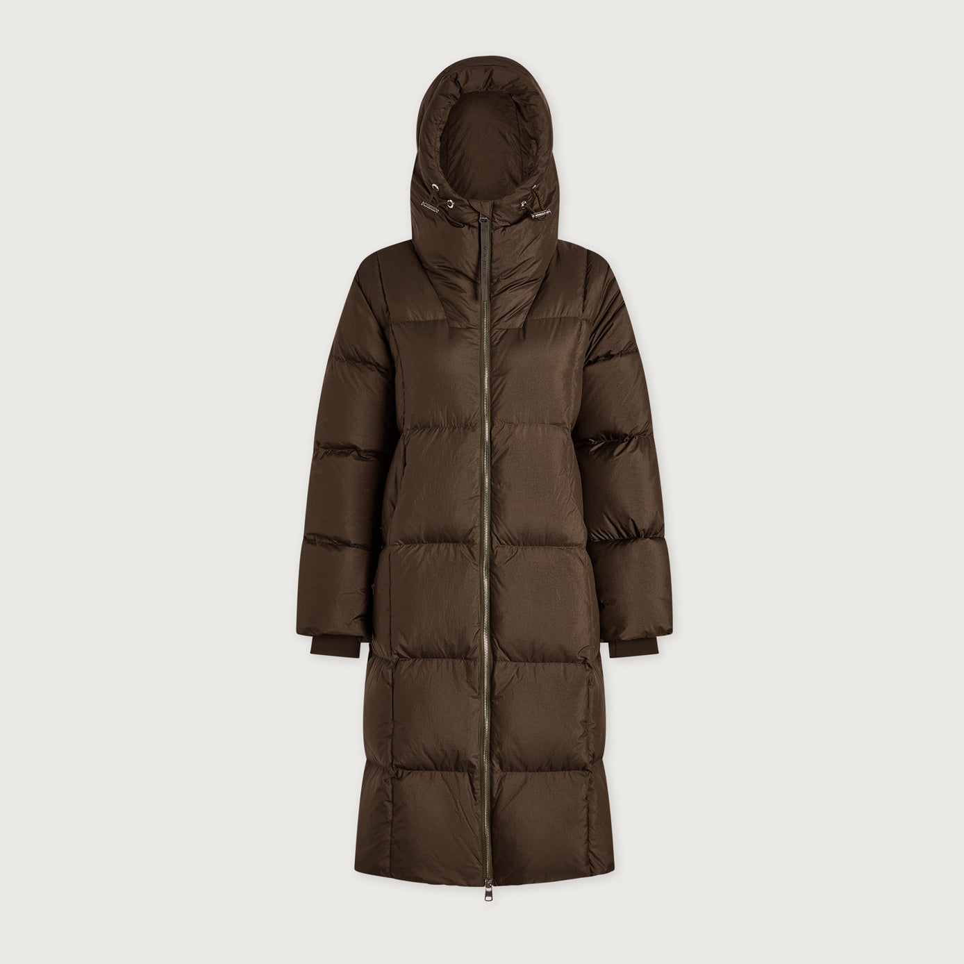 Katya Long Down Puffer - Dark Olive Metallic