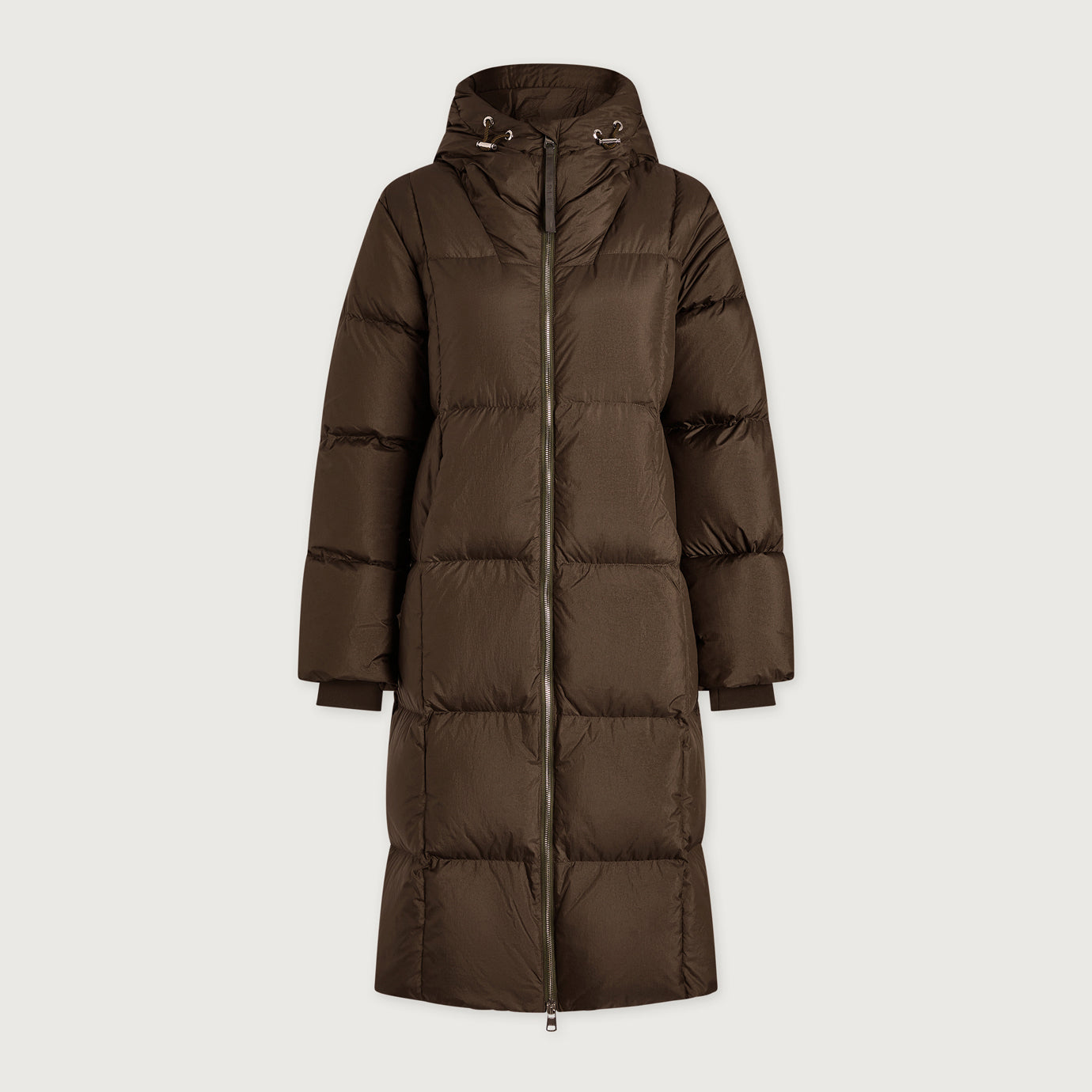 Katya Long Down Puffer - Dark Olive Metallic