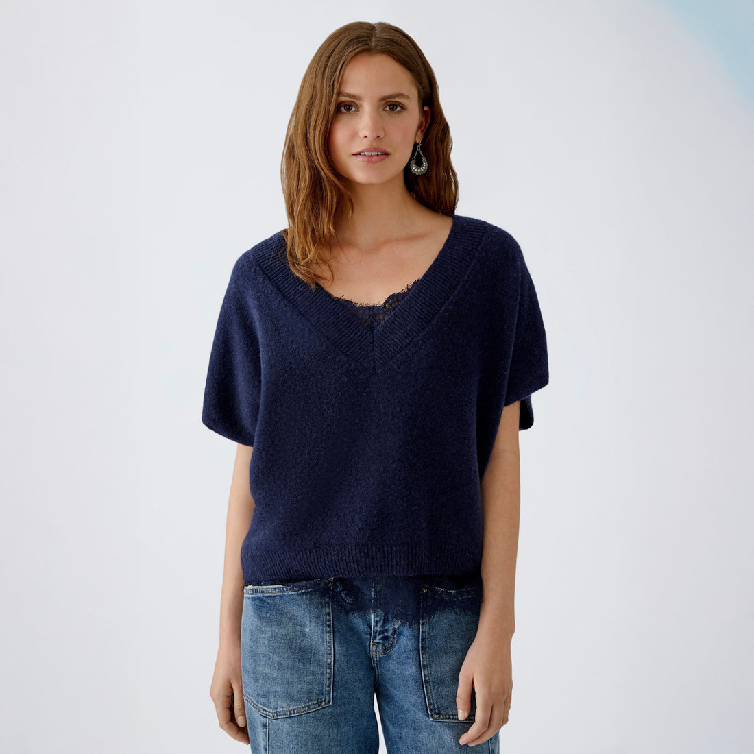 V Neck Knitted Tank - Navy