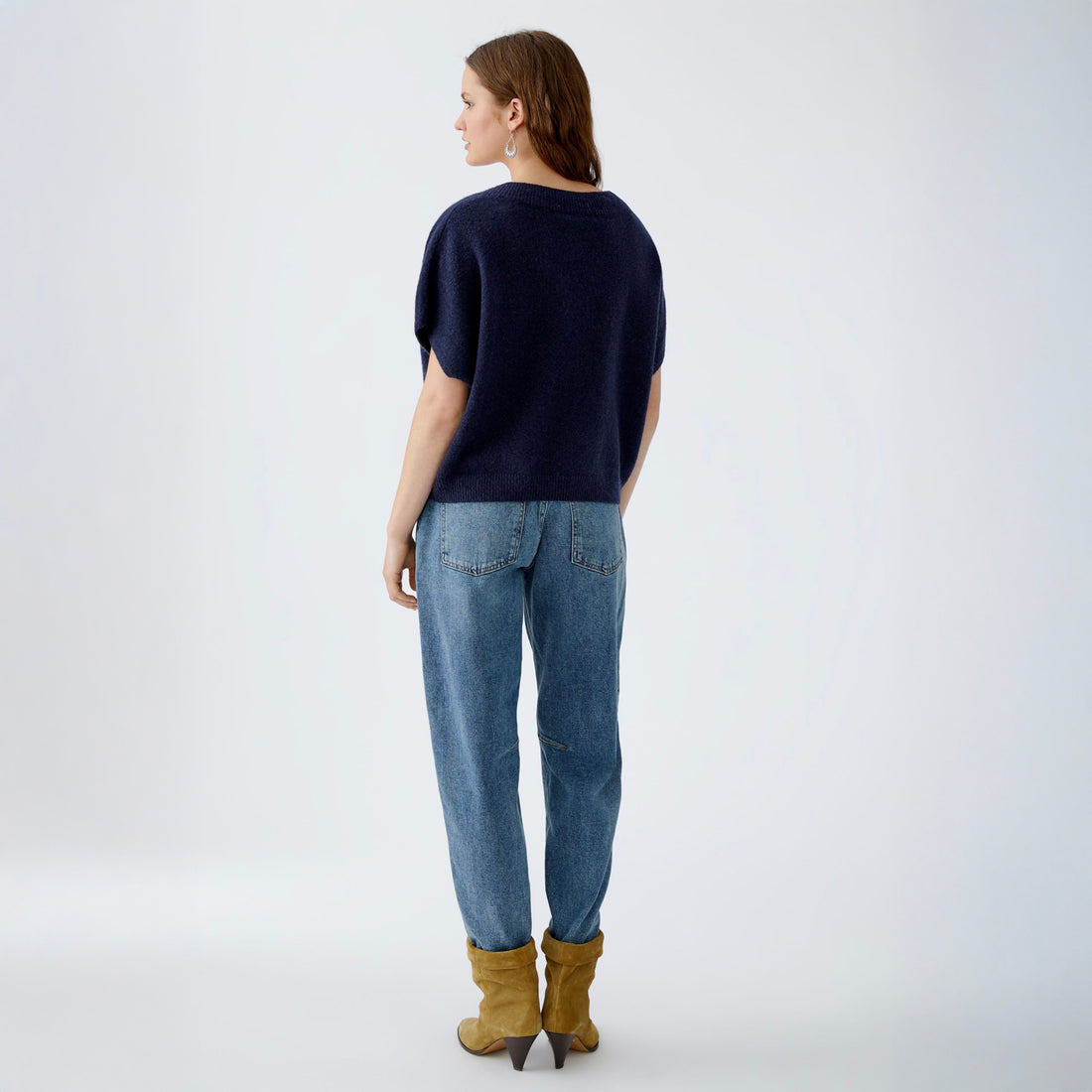 V Neck Knitted Tank - Navy